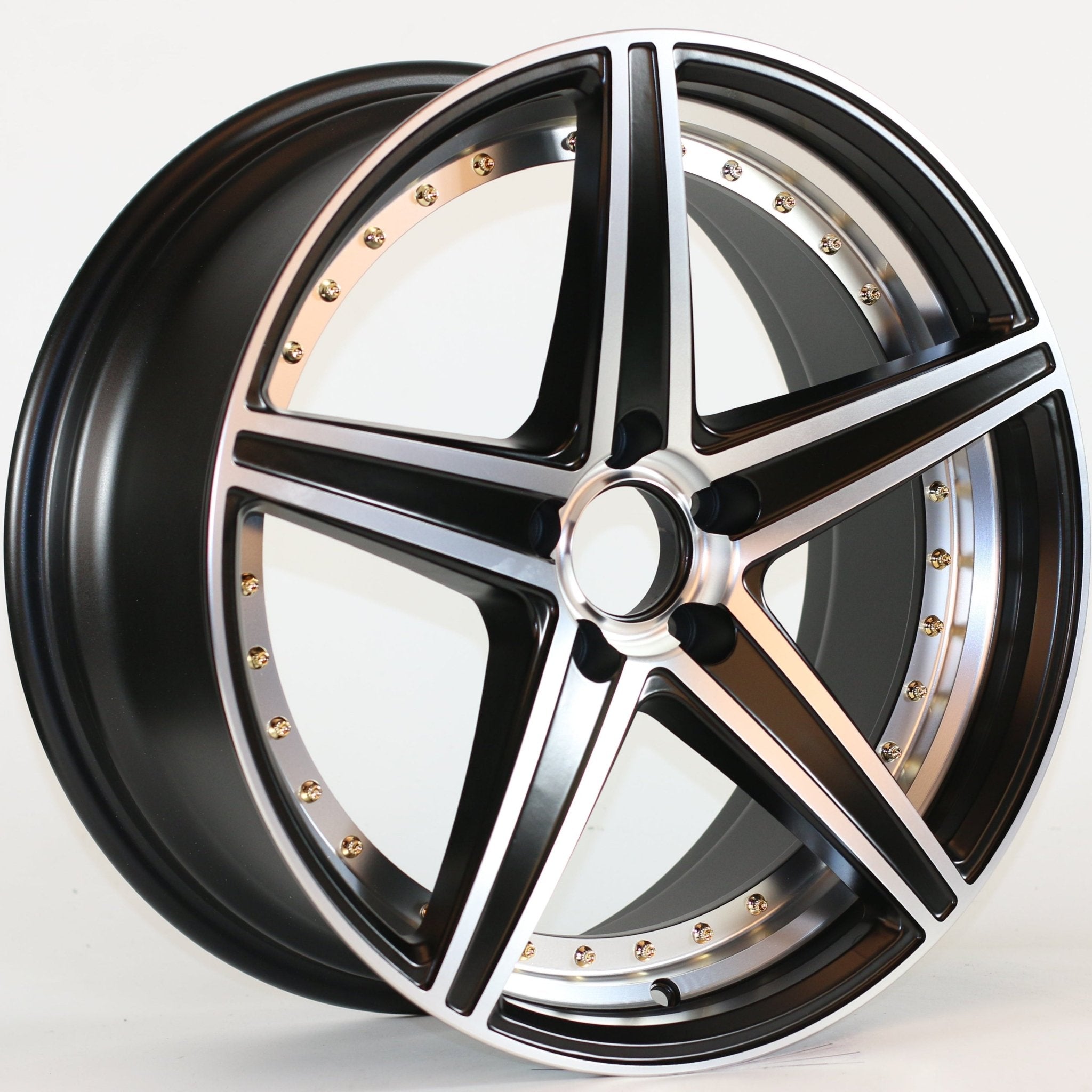 W521 XH915 Satin Black Ingrave Silver Rivet 18x8.0 ET35 5x114.3 CB73.1 - Gun Hill Tire House (WTW - WHOLESALE TIRES & WHEELS)