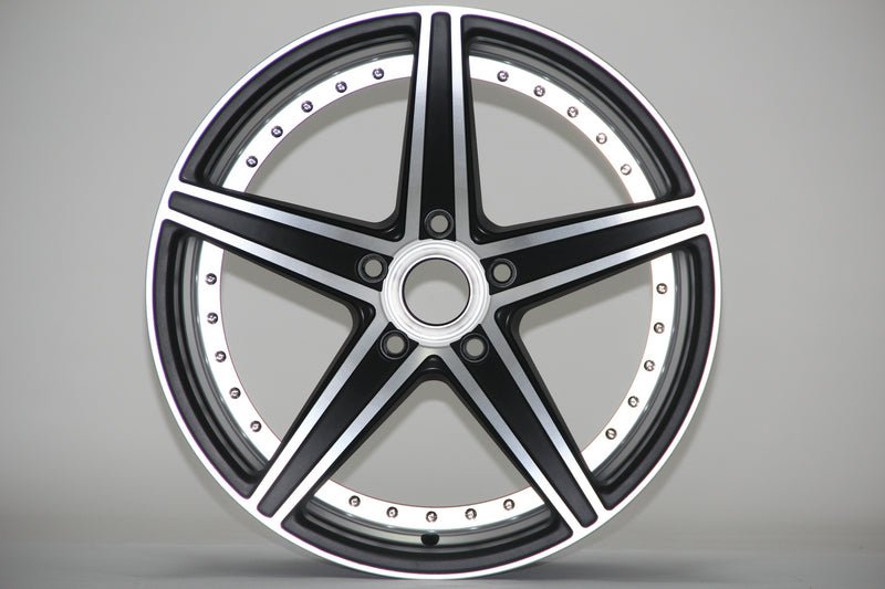 W521 XH915 Satin Black Ingrave Silver Rivet 18x8.0 ET35 5x114.3 CB73.1 - Gun Hill Tire House (WTW - WHOLESALE TIRES & WHEELS)