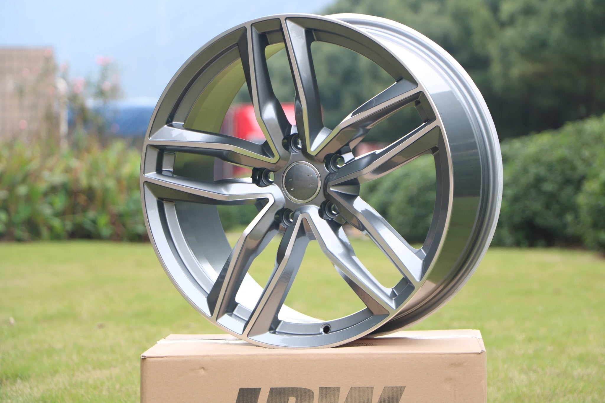 W627 Gunmetal Machined Face 22x9.0 ET50 5x130 CB71.5 1126 47lbs - Gun Hill Tire House (WTW - WHOLESALE TIRES & WHEELS)