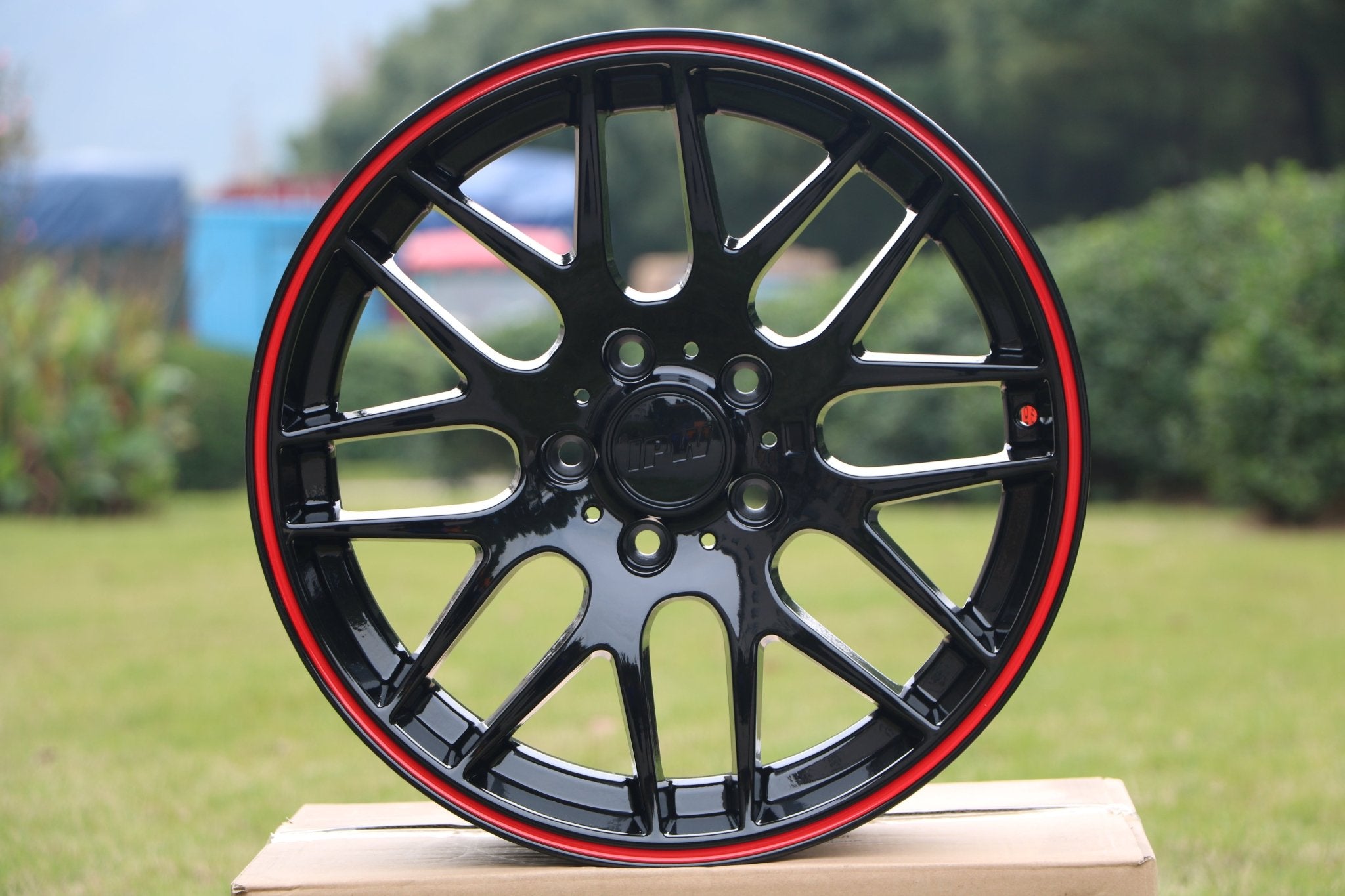 W703 - Black Red Lip 19*9.5 ET35 5*120 CB72.6 - Gun Hill Tire House (WTW - WHOLESALE TIRES & WHEELS)