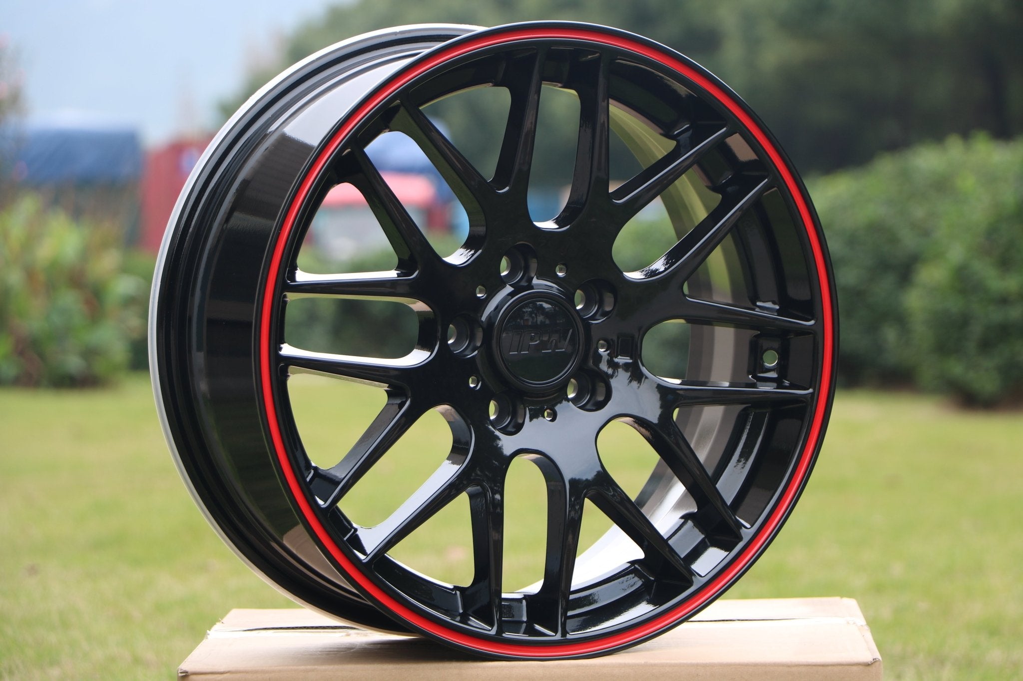 W703 - Black Red Lip 19*9.5 ET35 5*120 CB72.6 - Gun Hill Tire House (WTW - WHOLESALE TIRES & WHEELS)