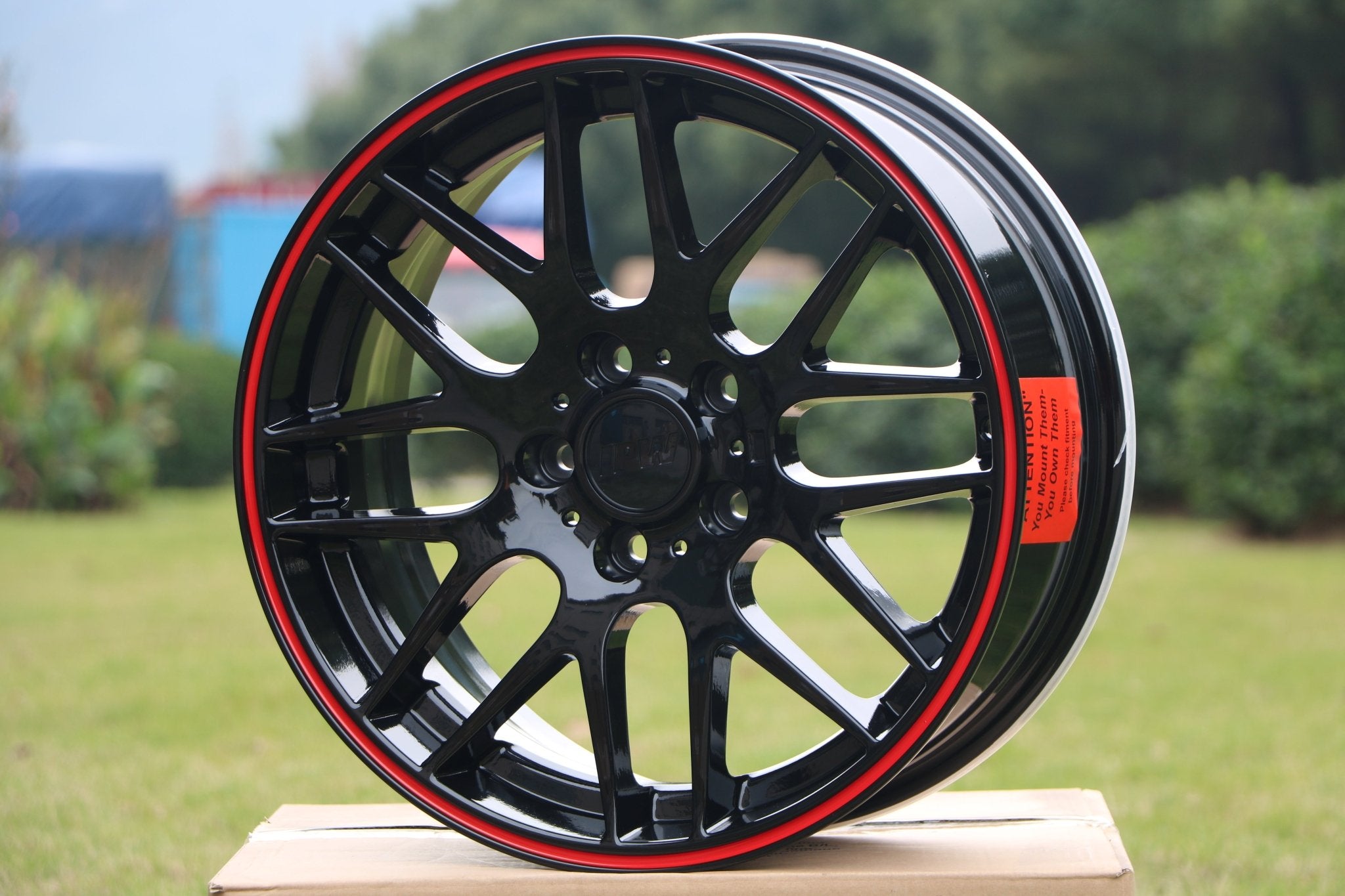 W703 - Black Red Lip 19*9.5 ET35 5*120 CB72.6 - Gun Hill Tire House (WTW - WHOLESALE TIRES & WHEELS)