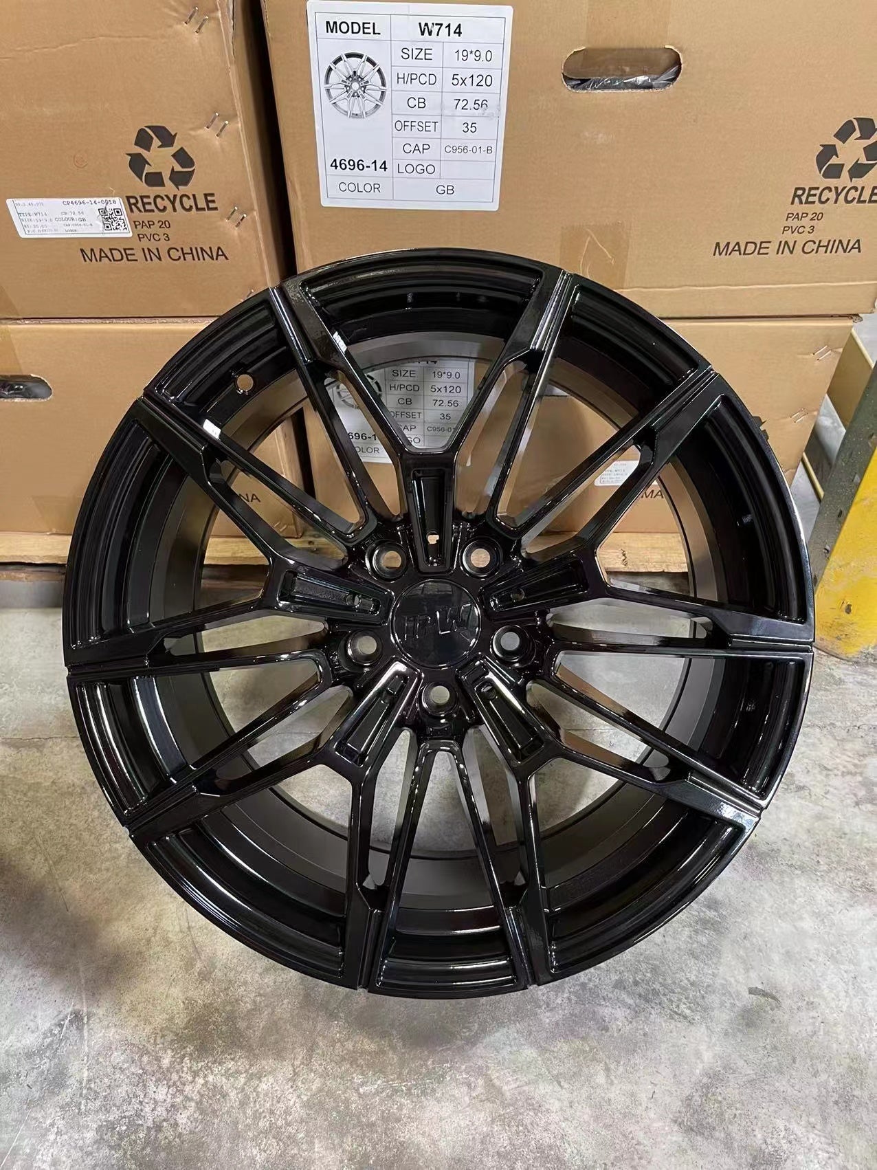 W714 D1677 Gloss Black 19x8.0 ET35 5x120 CB72.56 - Gun Hill Tire House (WTW - WHOLESALE TIRES & WHEELS)