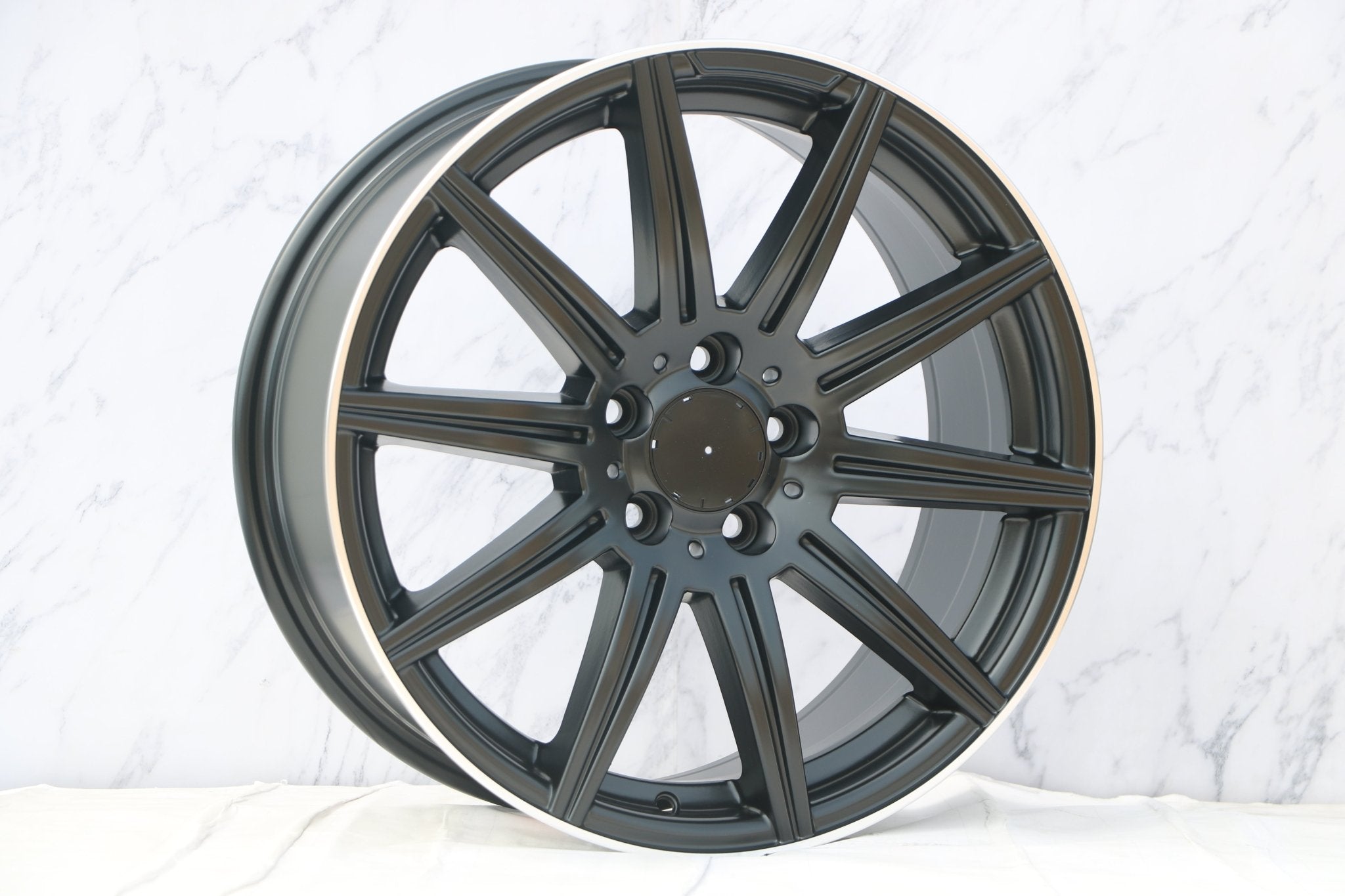 W806 Satin Black Machined Lip 18*9.5 ET35 CB66.6 5x112 - Gun Hill Tire House (WTW - WHOLESALE TIRES & WHEELS)