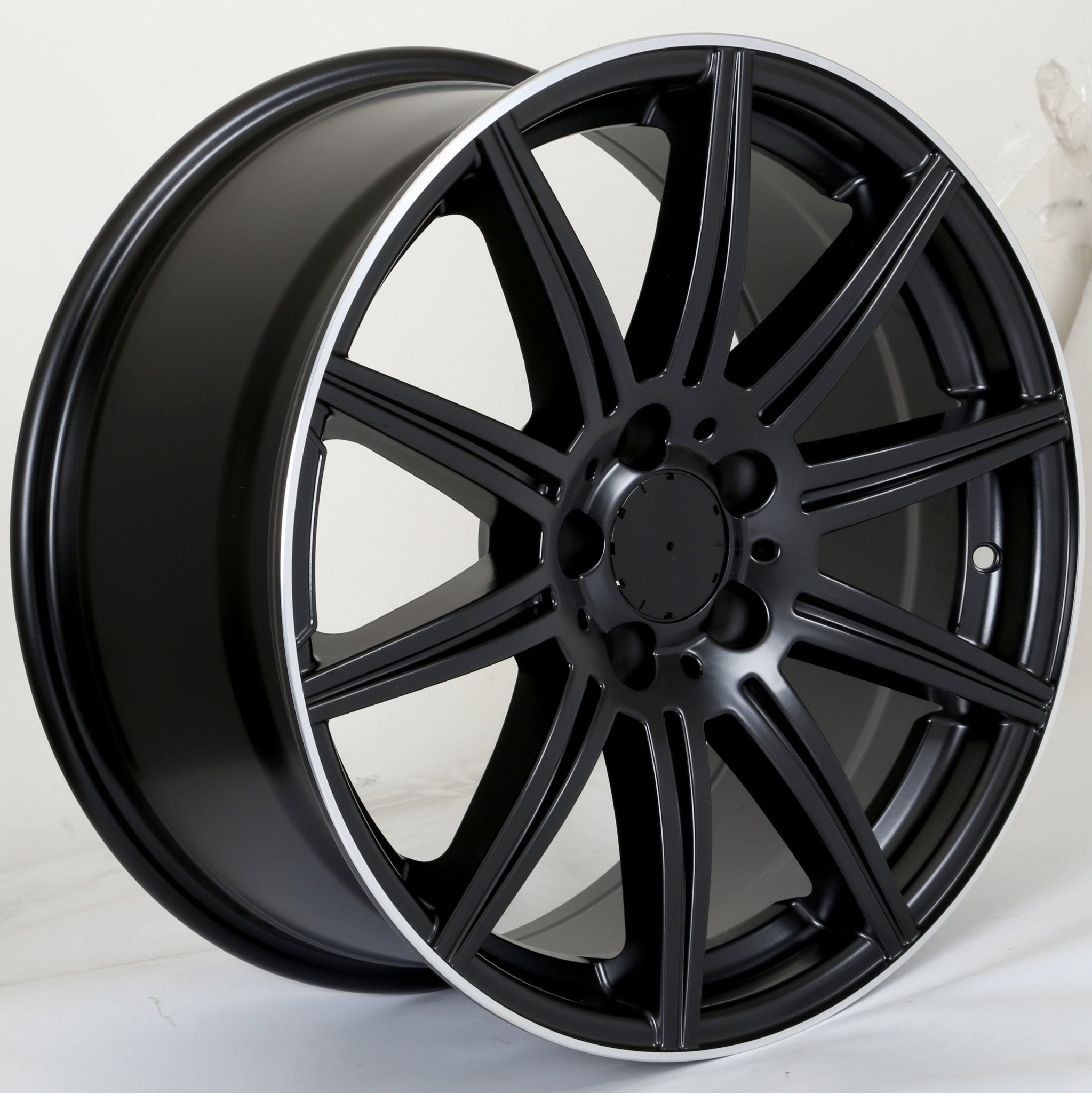 W806 Satin Black Machined Lip 18x8.5 Et35 5x112 CB66.6 - Gun Hill Tire House (WTW - WHOLESALE TIRES & WHEELS)