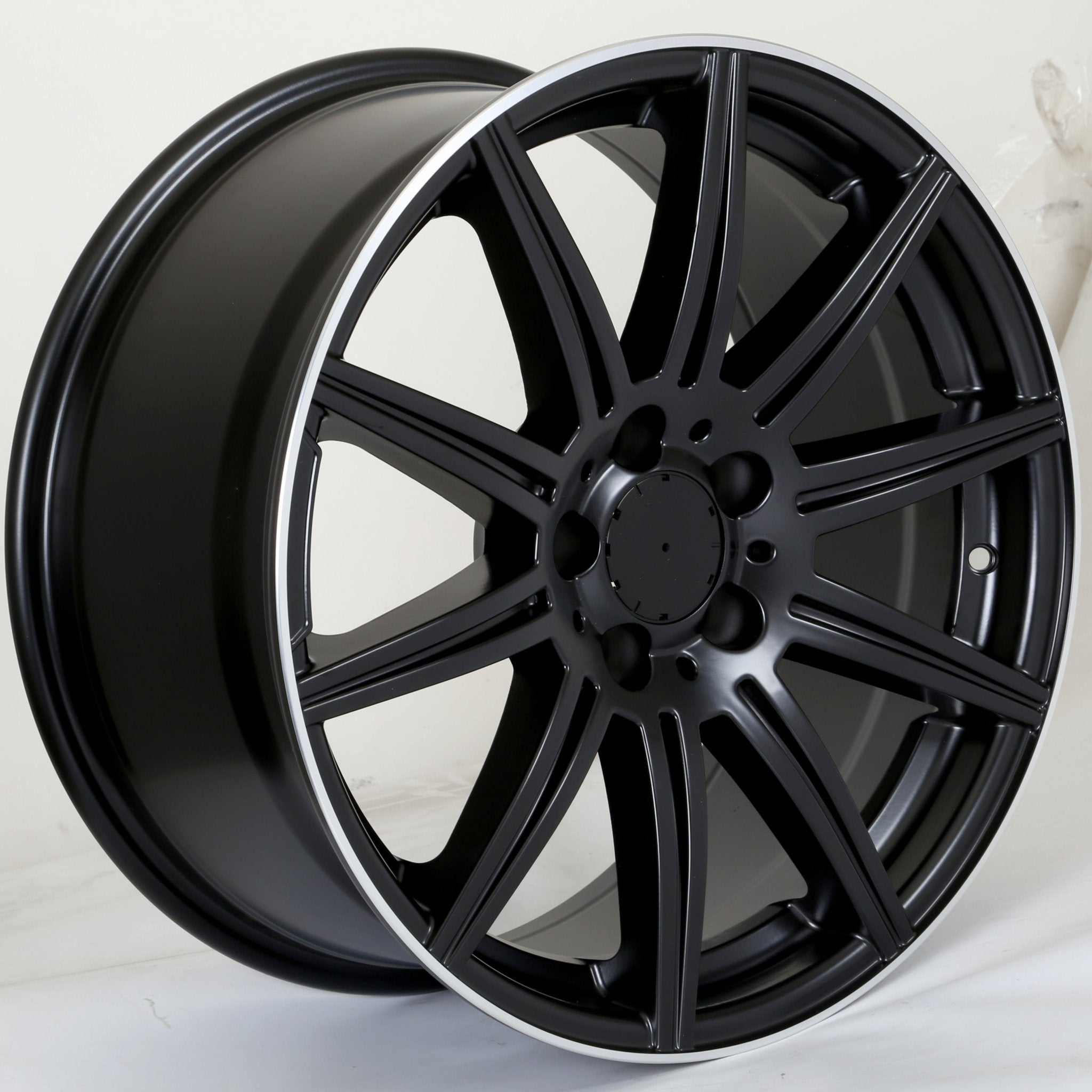 W806 Satin Black Machined Lip 19*9.5 ET35 5*112 CB66.6 - Gun Hill Tire House (WTW - WHOLESALE TIRES & WHEELS)