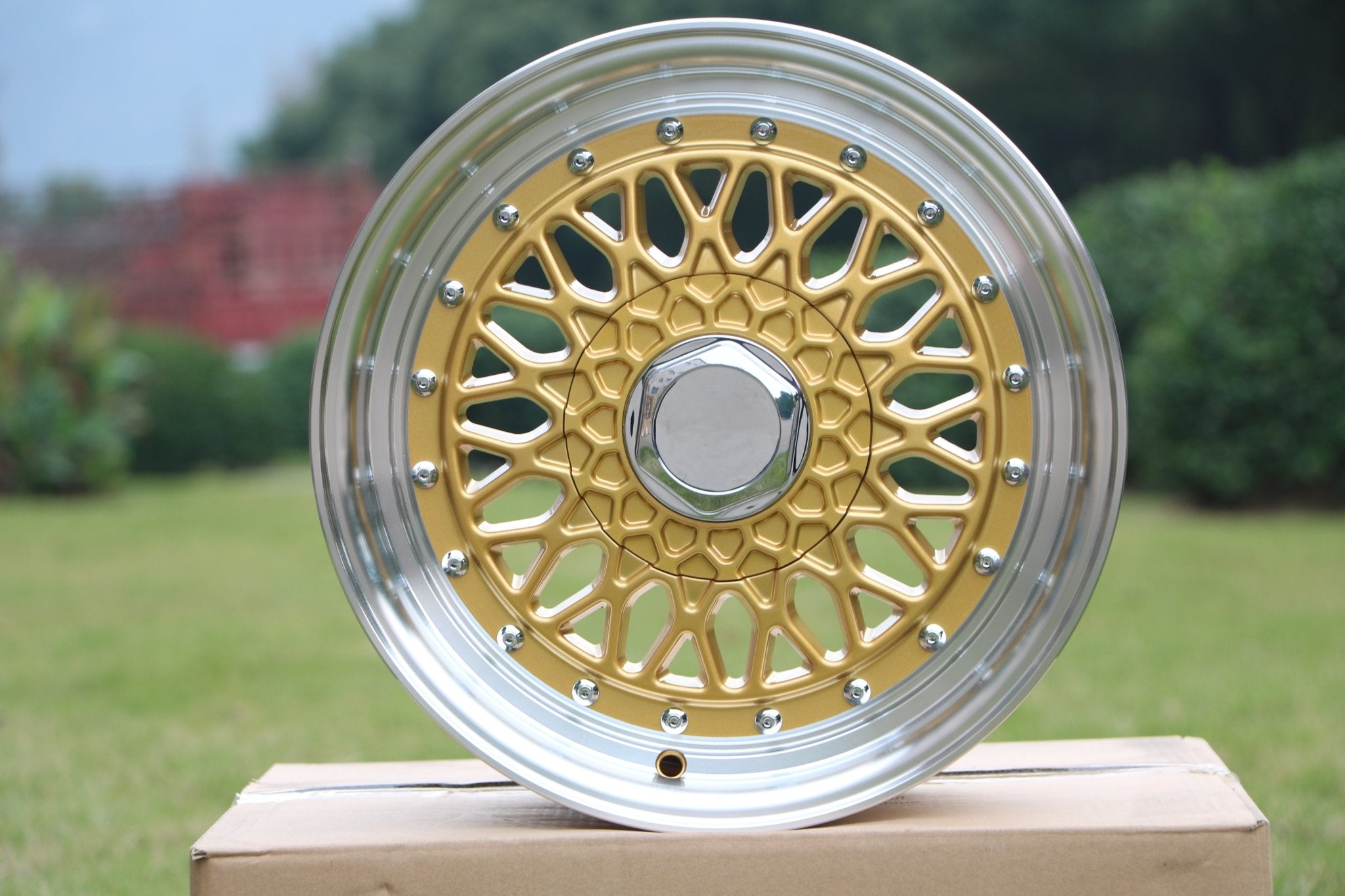 W883 Gold Machined Lip With Silver Rivet 20x9.5 Et35 5x120/114.3 CB73.1 - Gun Hill Tire House (WTW - WHOLESALE TIRES & WHEELS)