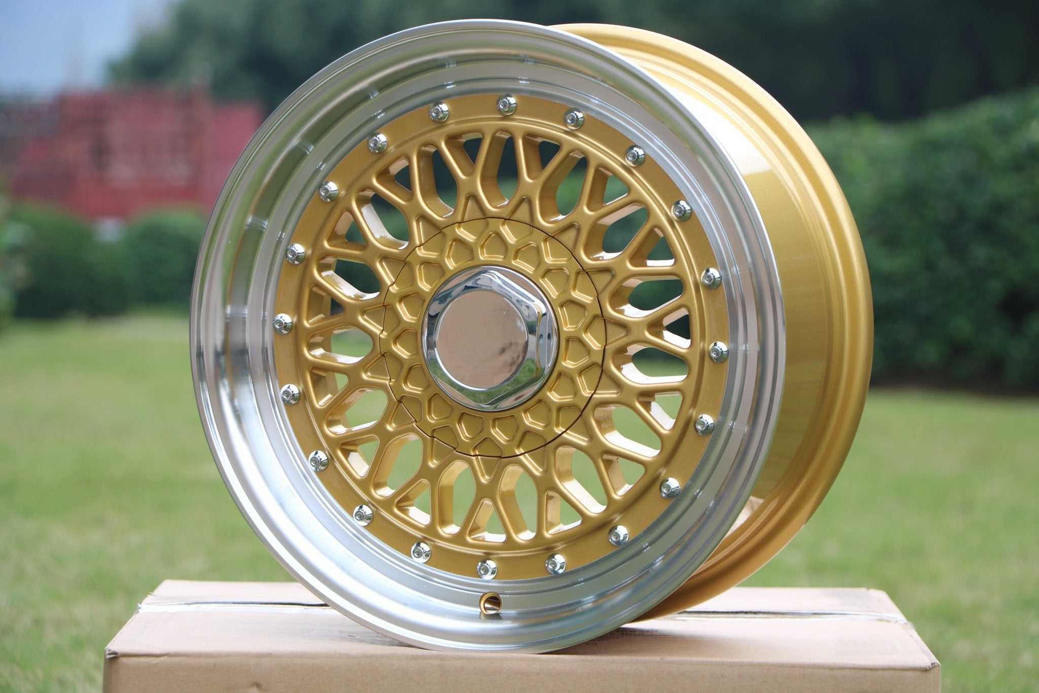 W883 Gold Machined Lip With Silver Rivet 20x8.5 ET35 5x120/114.3 CB73.1 - Gun Hill Tire House (WTW - WHOLESALE TIRES & WHEELS)