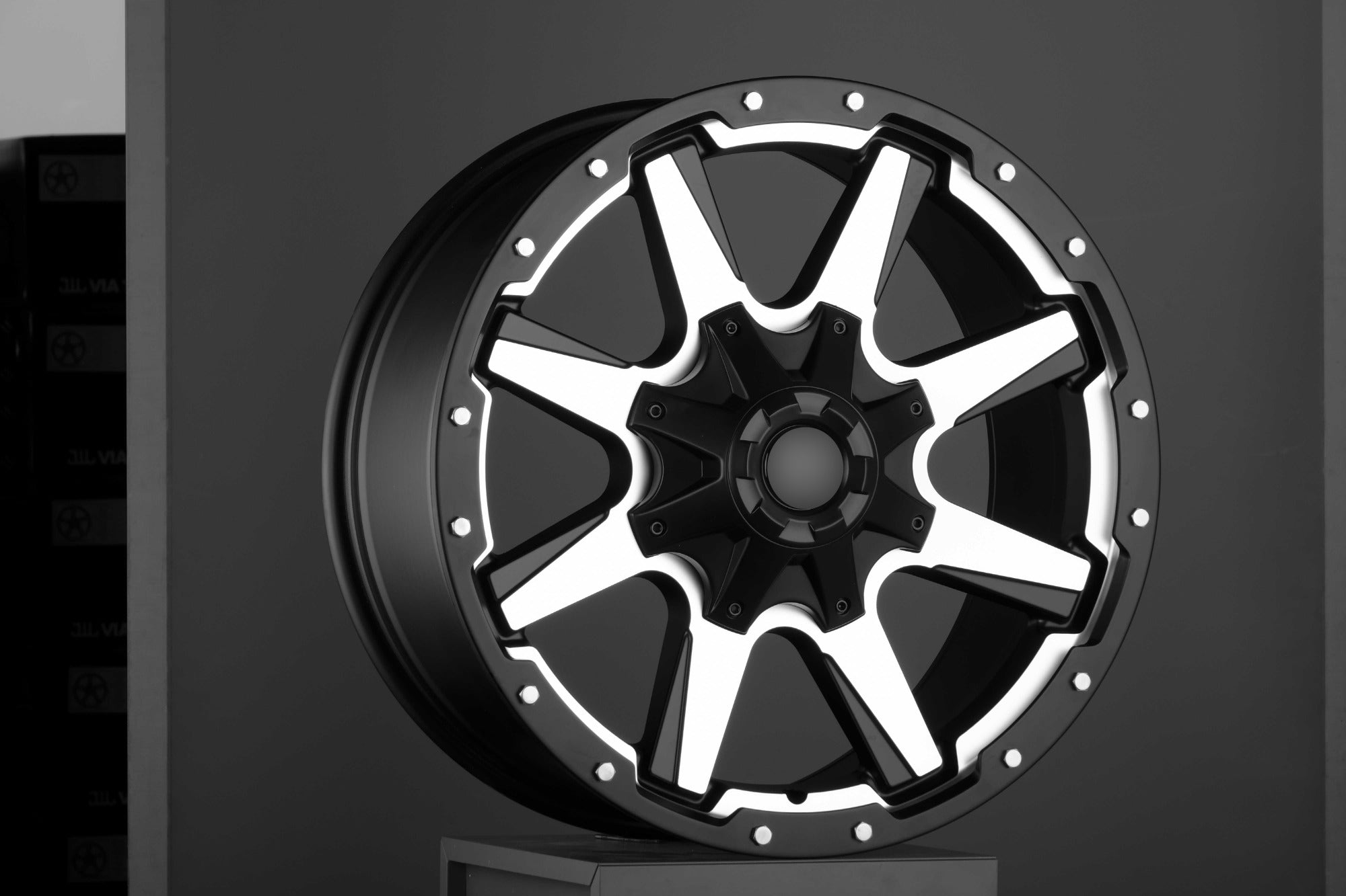 W900 404 Satin Black Machined Face 17x8.0 ET0 6x139.7 CB110 - Gun Hill Tire House (WTW - WHOLESALE TIRES & WHEELS)