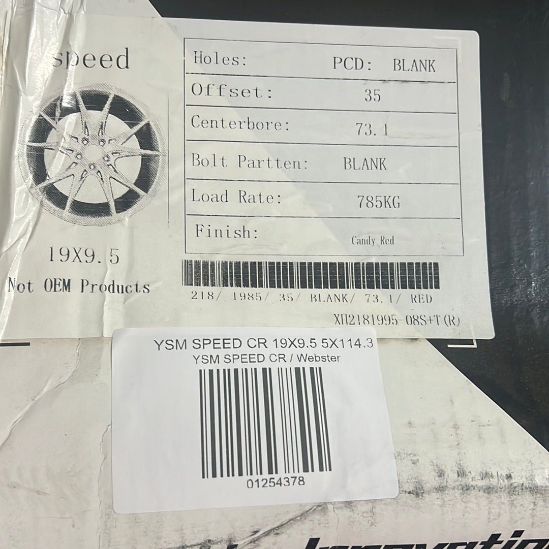YSM SPEED CR 19X9.5 5X114.3 CANDY RED - Gun Hill Tire House (WTW - WHOLESALE TIRES & WHEELS)