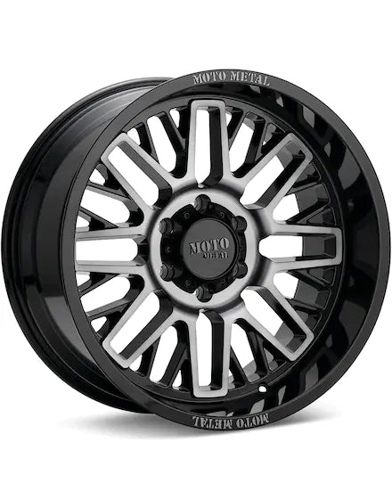 MOTO METAL MO802 WARLOCK GLOSS BLACK W/MILLED ACCENT - Gun Hill Tire House (WTW - WHOLESALE TIRES & WHEELS)