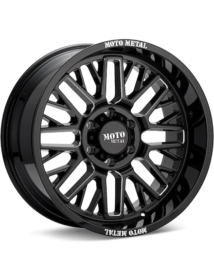 MOTO METAL MO802 WARLOCK GLOSS BLACK W/MILLED ACCENT - Gun Hill Tire House (WTW - WHOLESALE TIRES & WHEELS)
