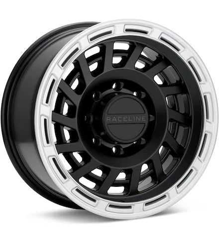RACELINE HALO 8 - LUG SATIN BLACK W/SILVER RING - Gun Hill Tire House (WTW - WHOLESALE TIRES & WHEELS)