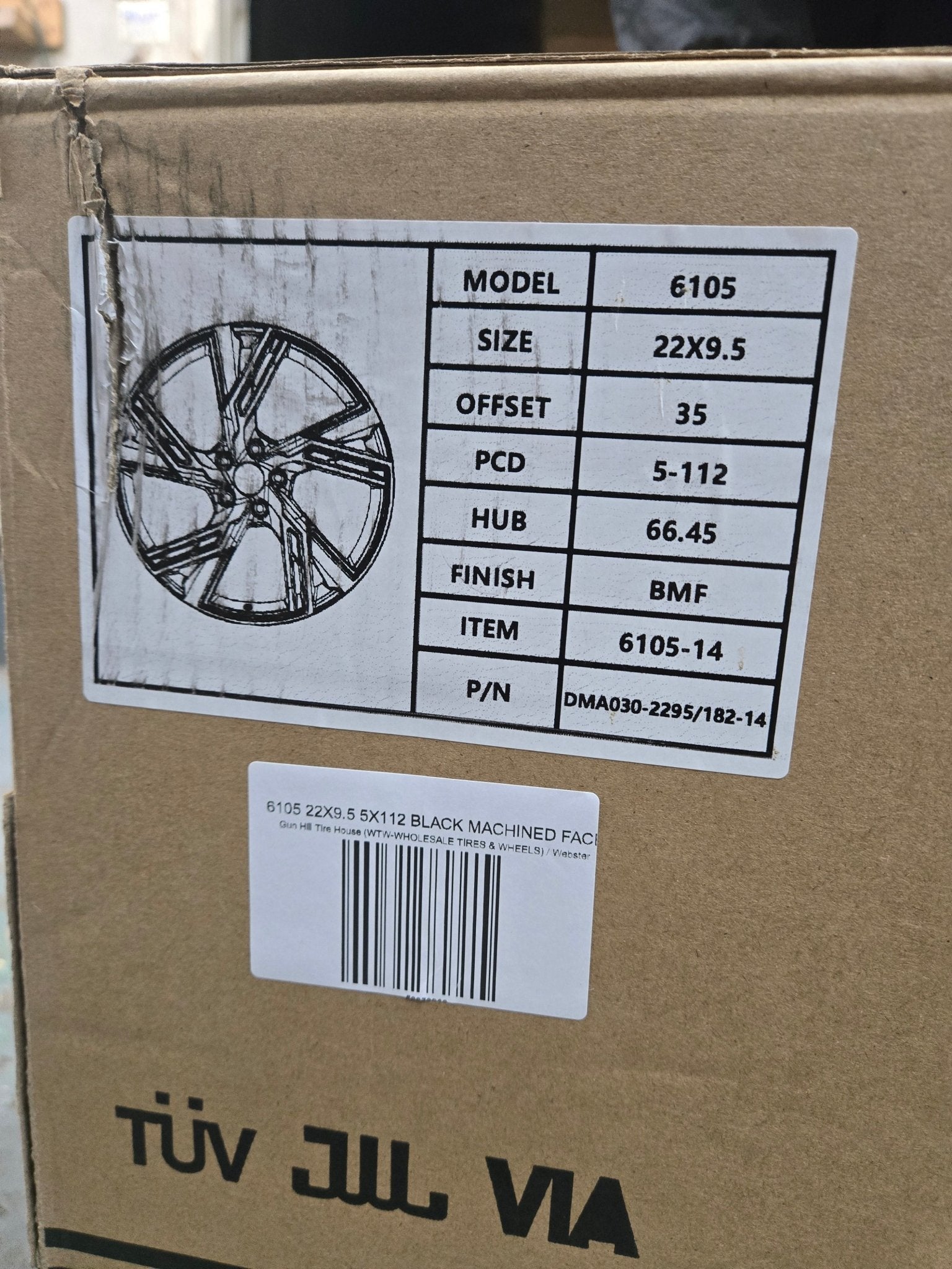 6105 22X9.5 5X112 BLACK MACHINED FACE - Gun Hill Tire House (WTW - WHOLESALE TIRES & WHEELS)