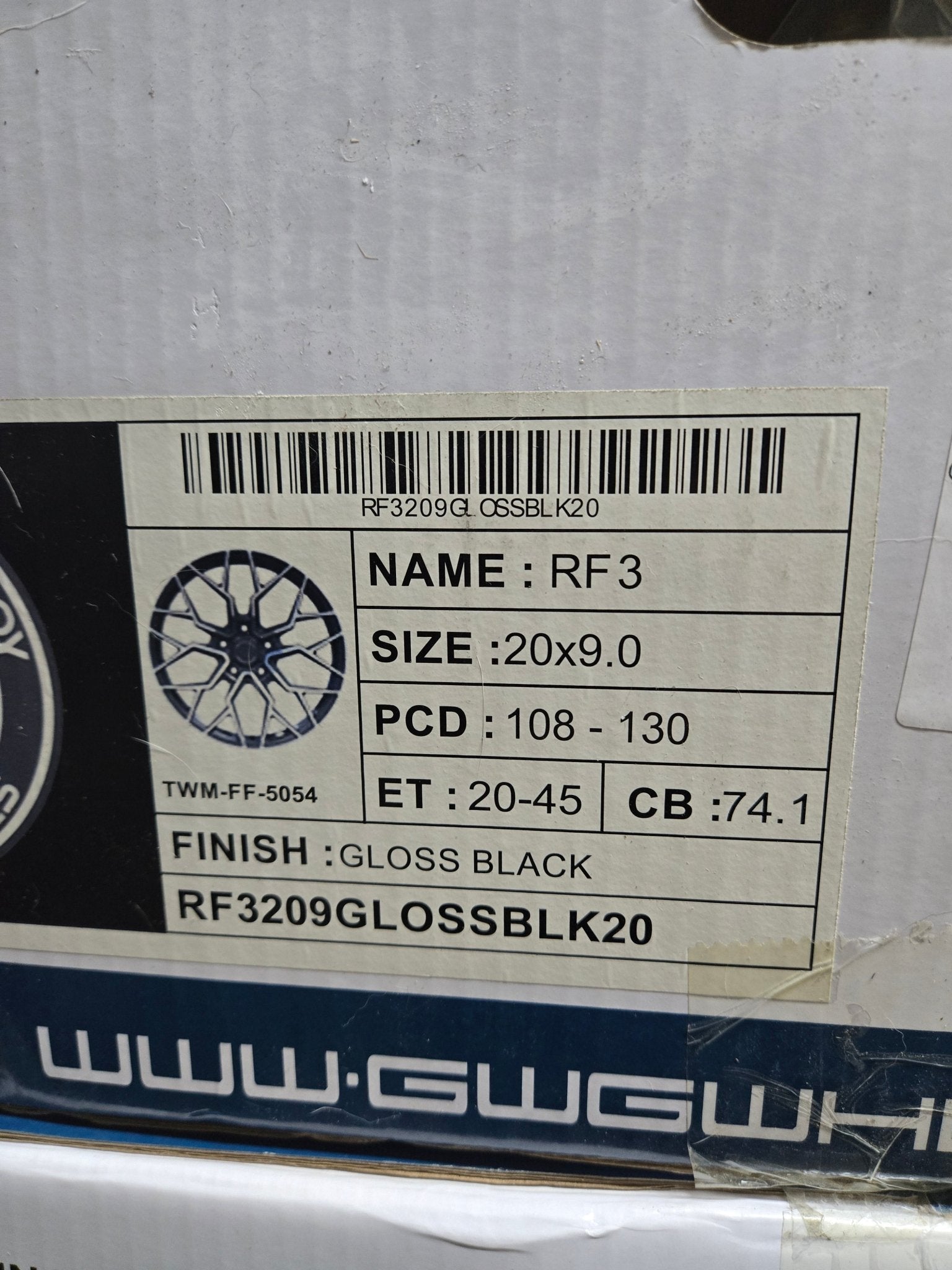 GWG RF3 20X9.0 5X120 GLOSS BLACK - Gun Hill Tire House (WTW - WHOLESALE TIRES & WHEELS)