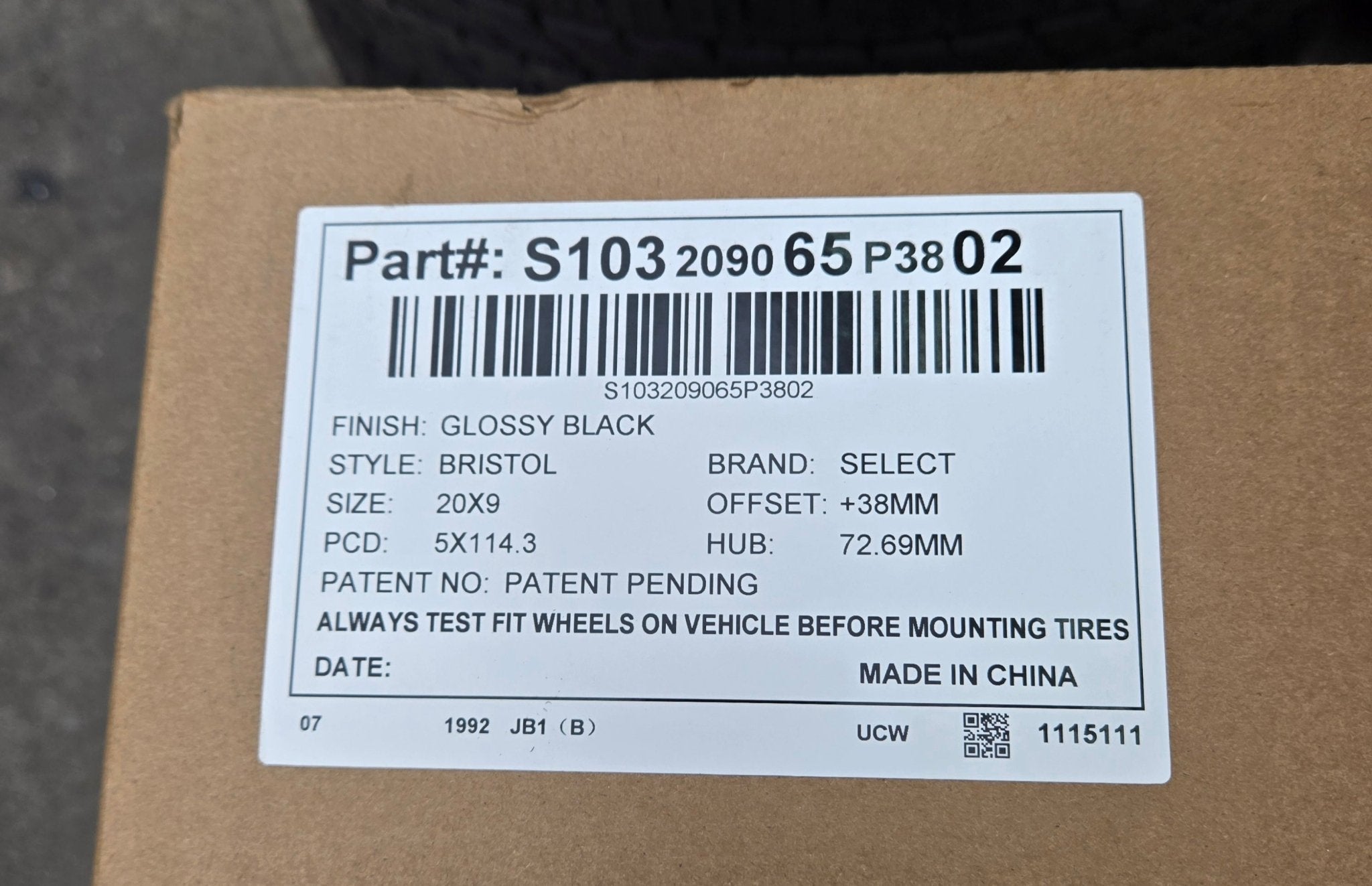 ARENA BRISTOL S103 20X9.0 5X114.3 GLOSSY BLACK - Gun Hill Tire House (WTW - WHOLESALE TIRES & WHEELS)
