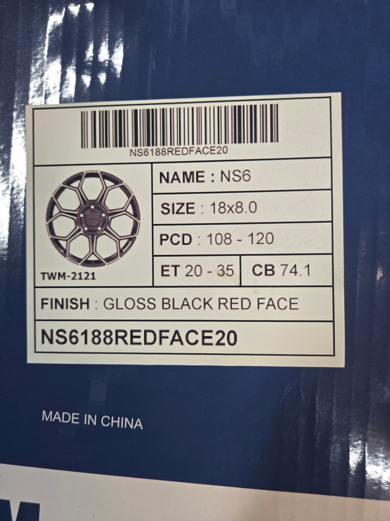 GWG NS6 18x8 BLANK GLOSS BLACK RED FACE - Gun Hill Tire House (WTW - WHOLESALE TIRES & WHEELS)