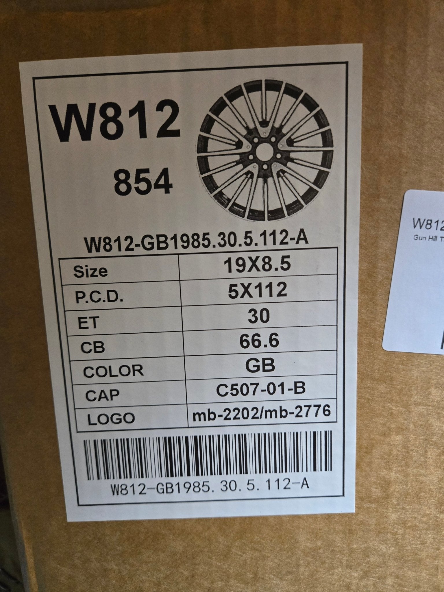 W812 19X8.5 5X112 GLOSS BLACK - Gun Hill Tire House (WTW - WHOLESALE TIRES & WHEELS)
