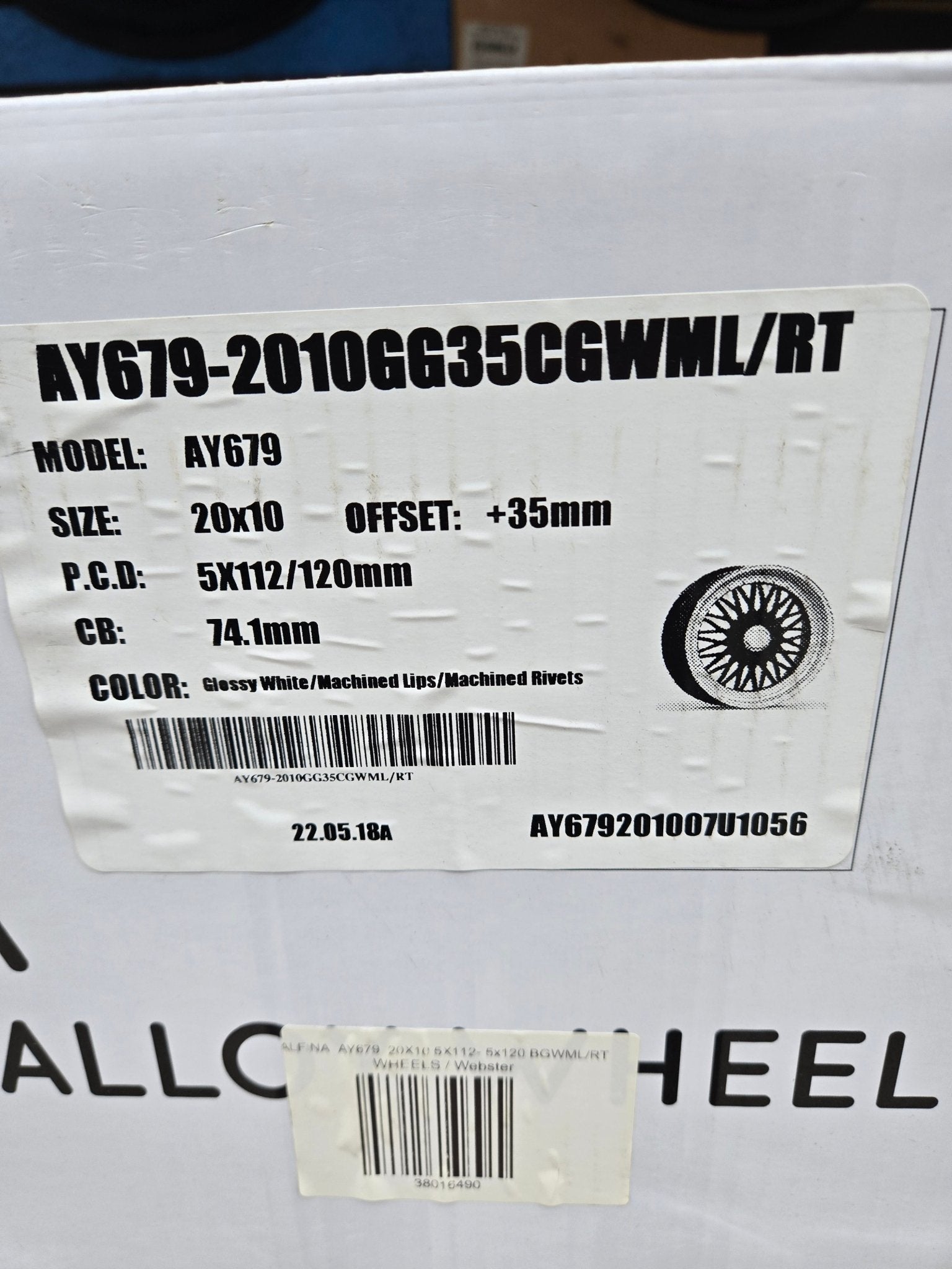 ALFINA AY679 20x10 5x112 / 5x120 GLOSS WHITE MACHINED LIPS MACHINED RIVETS - Gun Hill Tire House (WTW - WHOLESALE TIRES & WHEELS)
