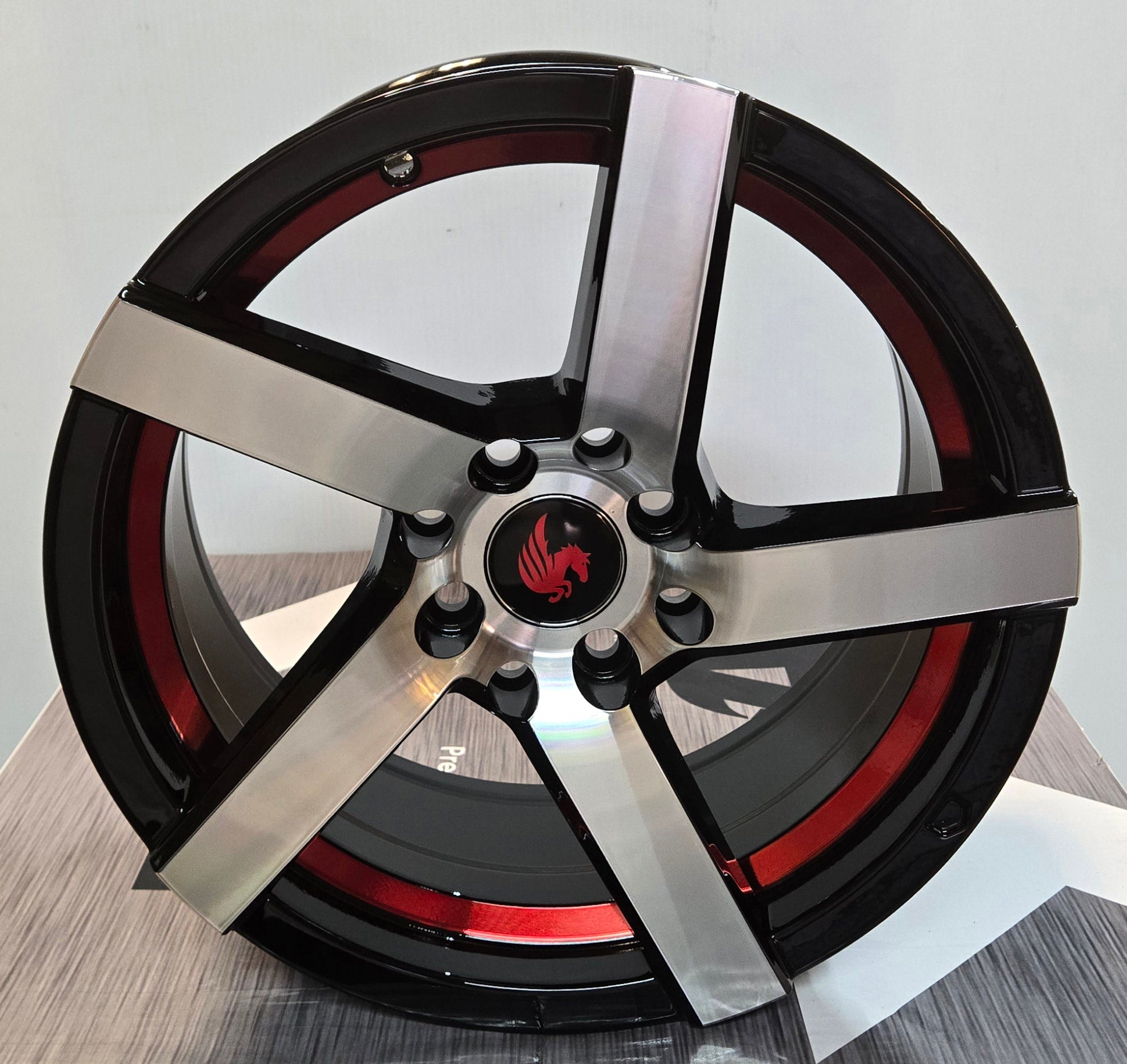 NISOSHI NS36 15X7.0 4X100 4X114.3 BLACK MACHINED FACE RED UNDERCUT - Gun Hill Tire House (WTW - WHOLESALE TIRES & WHEELS)