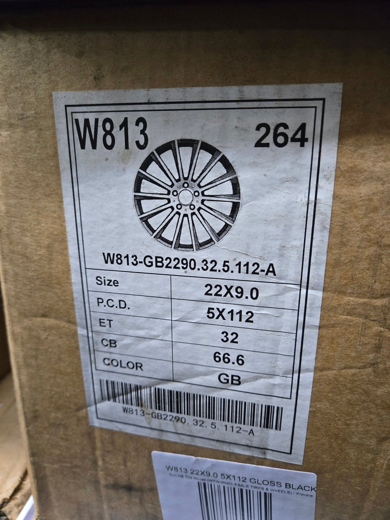 W813 22X9.0 5X112 GLOSS BLACK - Gun Hill Tire House (WTW - WHOLESALE TIRES & WHEELS)