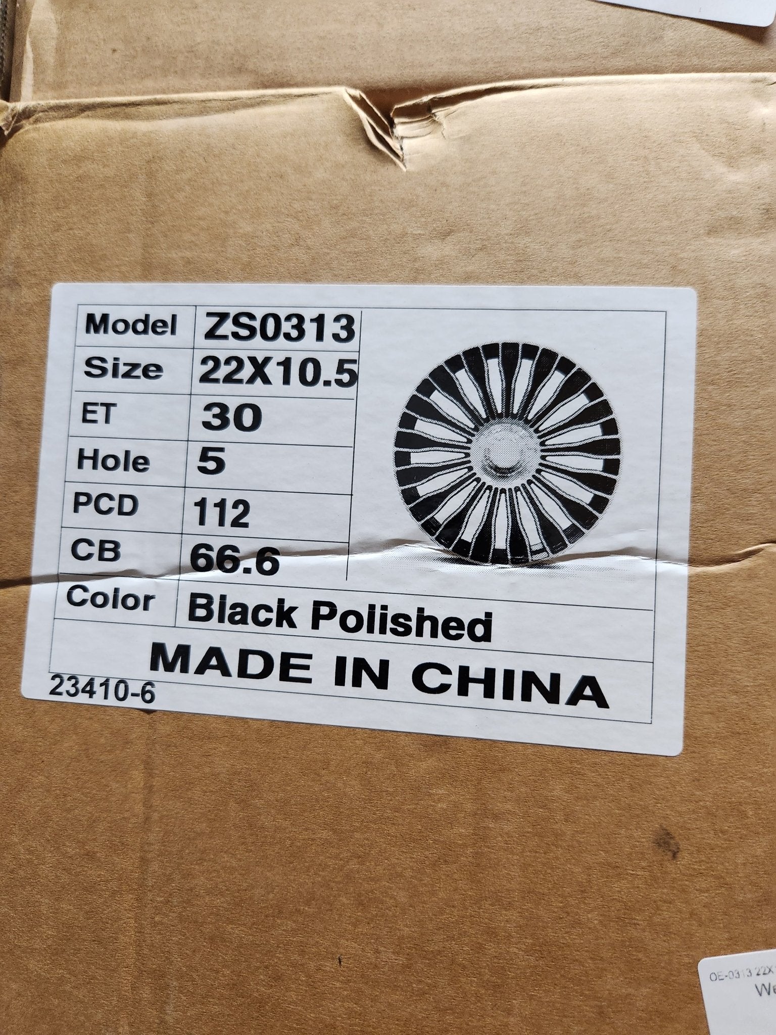OE - 0313 22X10.5 5X112 GLOSS BLACK MACHINE FACE WITH CENTER FLOATING CAP - Gun Hill Tire House (WTW - WHOLESALE TIRES & WHEELS)
