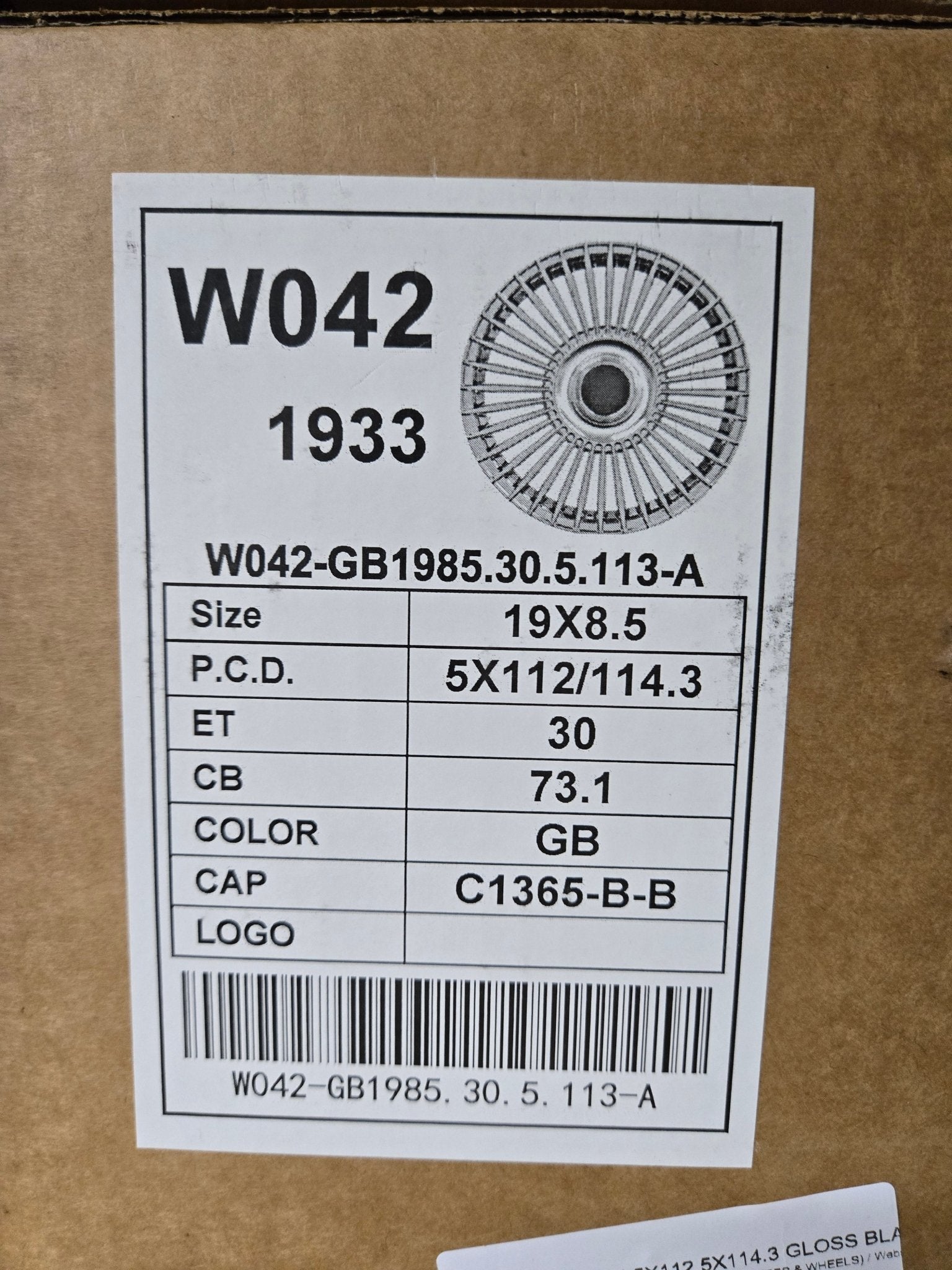 W042 19X8.5 5X112 5X114.3 GLOSS BLACK - Gun Hill Tire House (WTW - WHOLESALE TIRES & WHEELS)