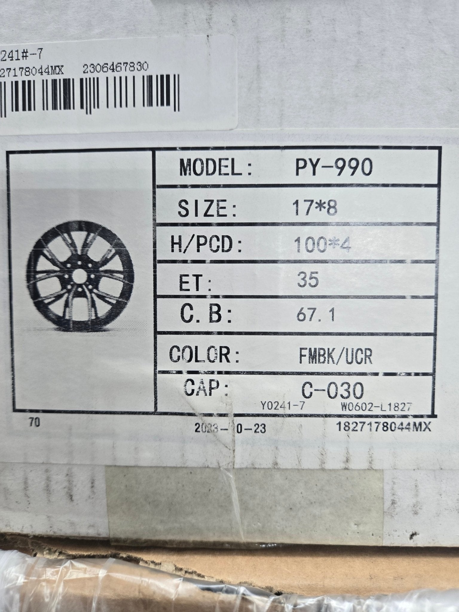PEGASUS PY - 90 17X8.0 4X100 GLOSS BLACK RED UNDER CUP - Gun Hill Tire House (WTW - WHOLESALE TIRES & WHEELS)