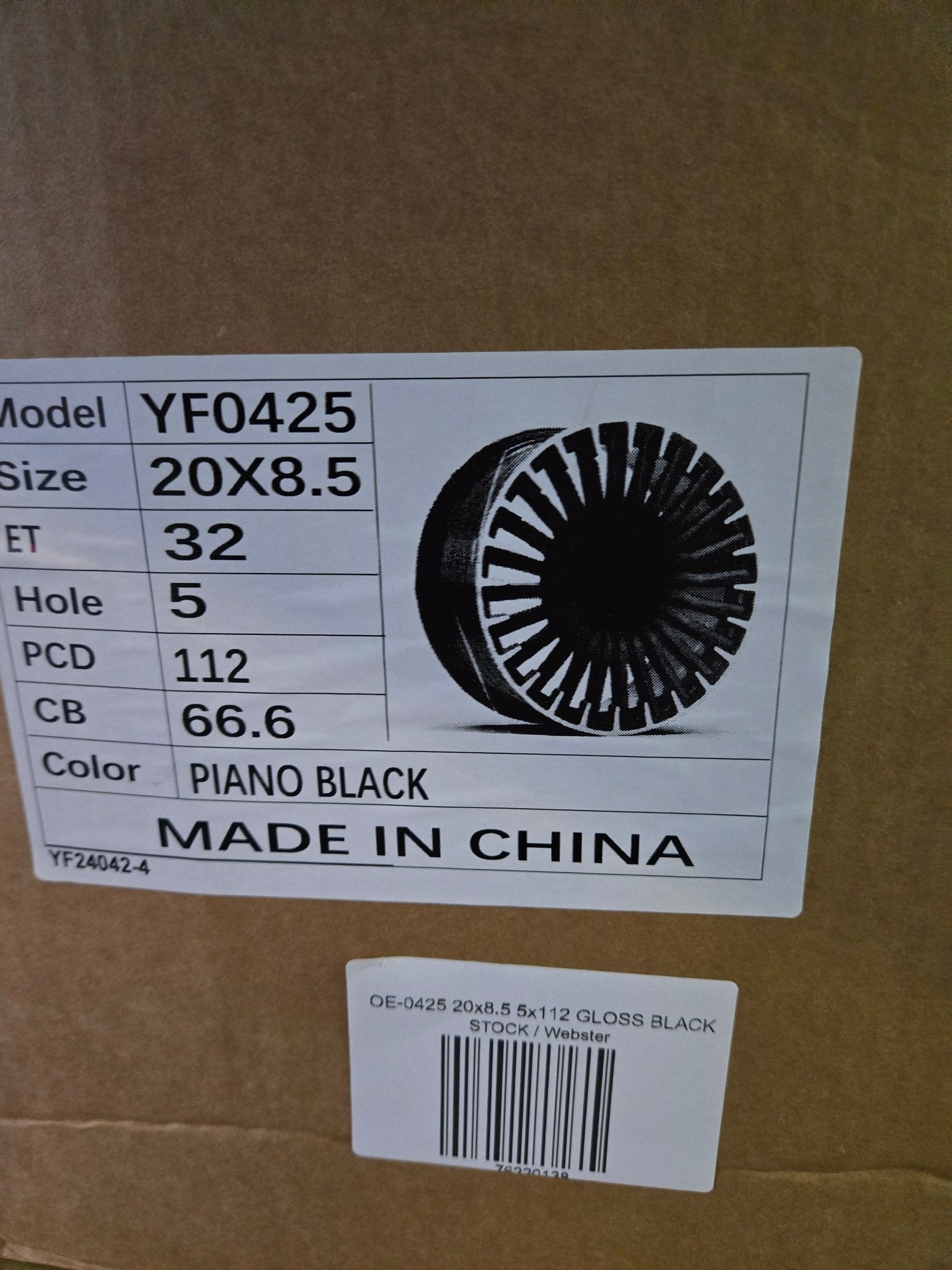 OE - 0425 20x8.5 5x112 GLOSS BLACK - Gun Hill Tire House (WTW - WHOLESALE TIRES & WHEELS)