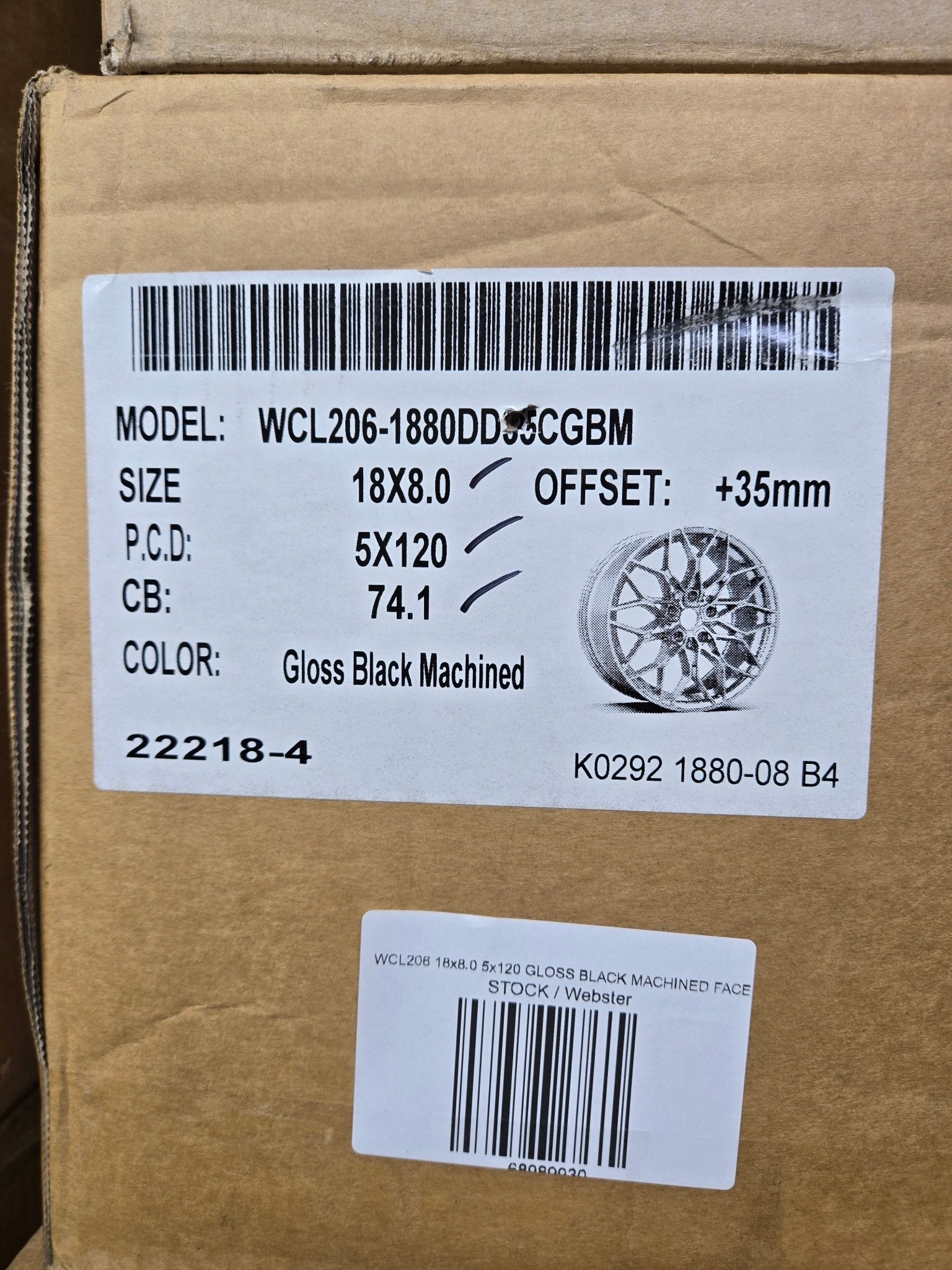 WCL206 18x8.0 5x120 GLOSS BLACK MACHINED FACE - Gun Hill Tire House (WTW - WHOLESALE TIRES & WHEELS)