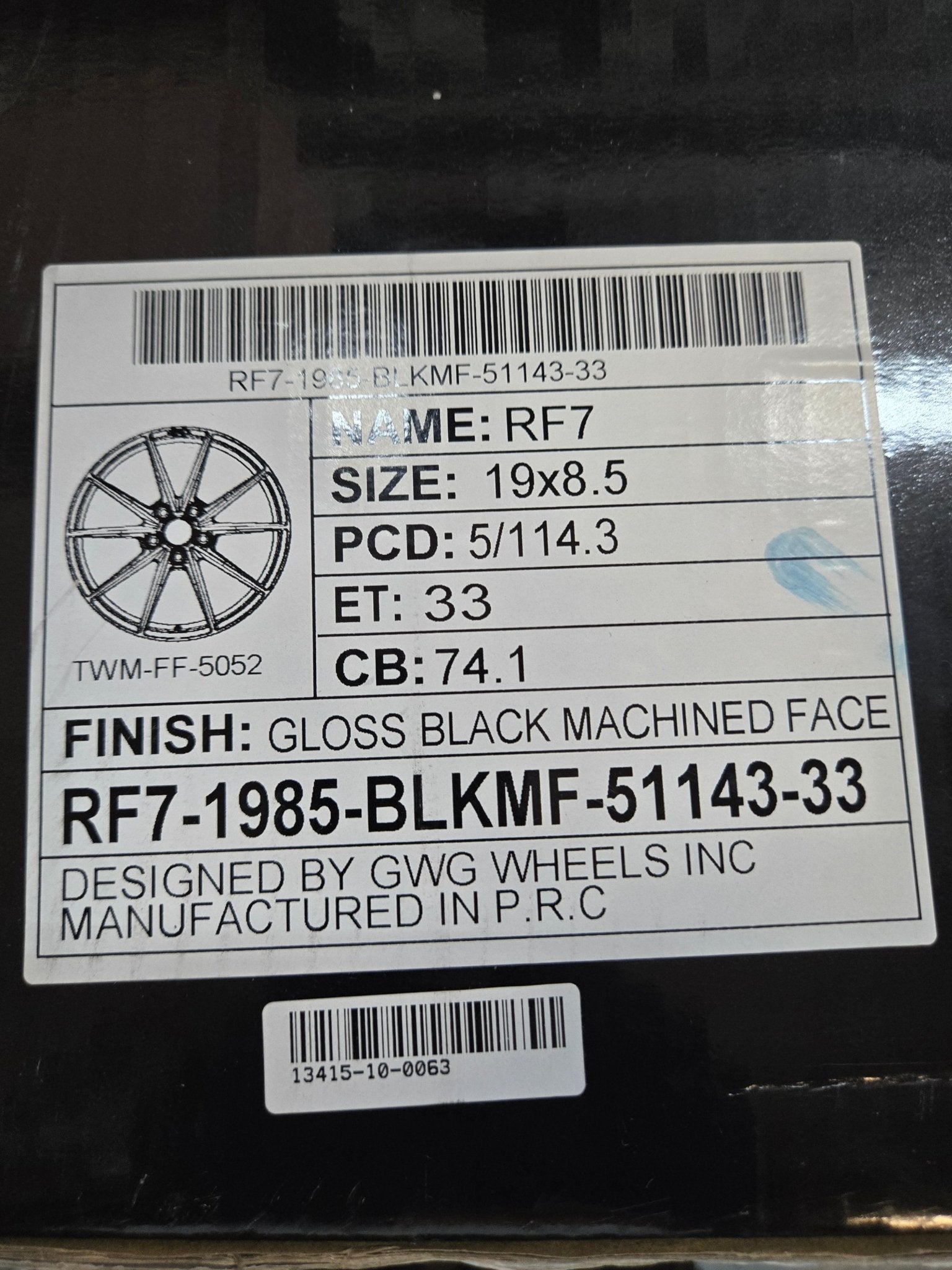 GWG RF7 19x8.5 5x114.3 GLOSS BLACK MACHINED FACE - Gun Hill Tire House (WTW - WHOLESALE TIRES & WHEELS)