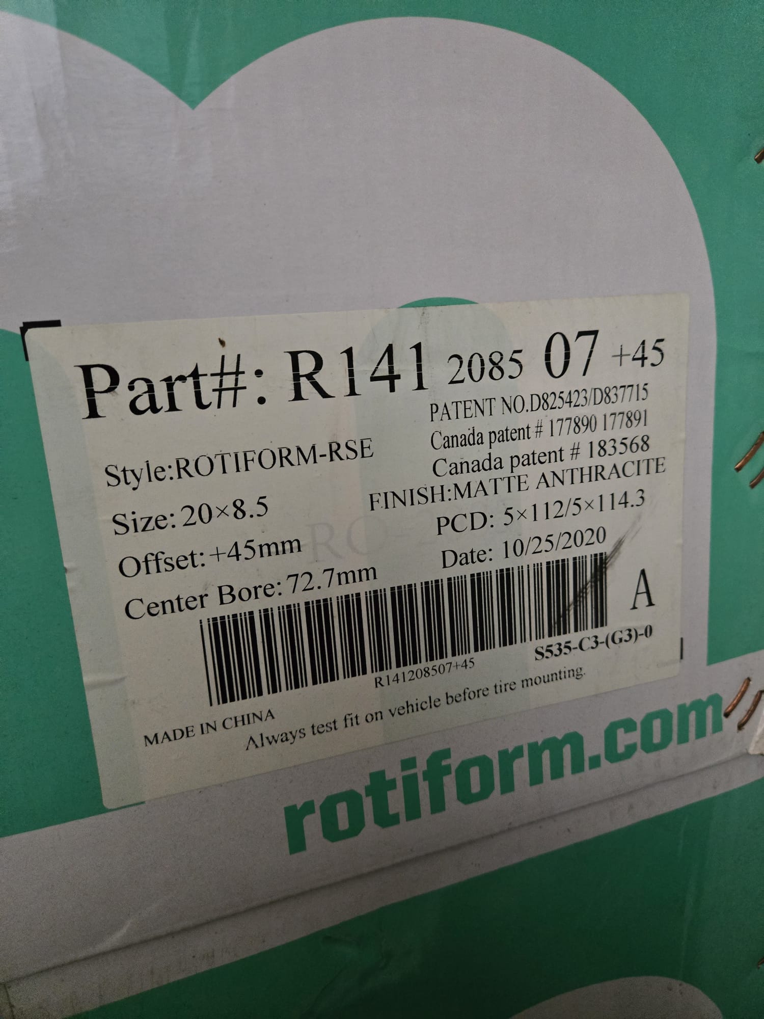 ROTFORM - RSE - 141 20X8.5 5X112 5X114.3 MATTE ANTHRACITE - Gun Hill Tire House (WTW - WHOLESALE TIRES & WHEELS)