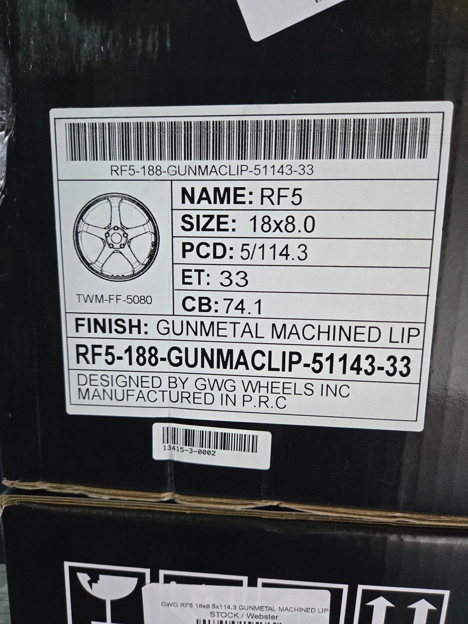 GWG RF5 18x8 5x114.3 GUNMETAL MACHINED LIP - Gun Hill Tire House (WTW - WHOLESALE TIRES & WHEELS)
