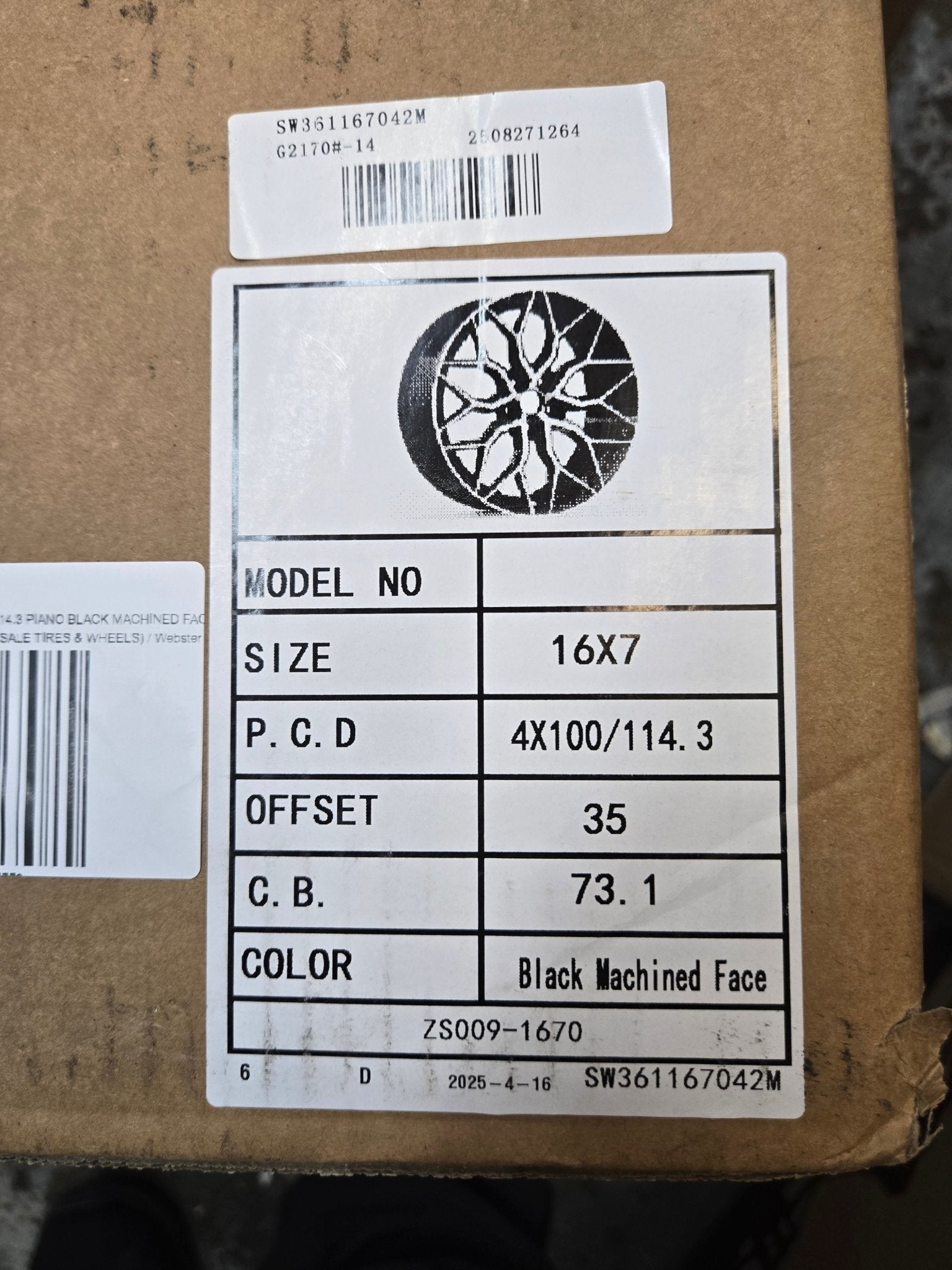 SW361 HF - 2 REP 16X7.0 4X100 4X114.3 PIANO BLACK MACHINED FACE - Gun Hill Tire House (WTW - WHOLESALE TIRES & WHEELS)