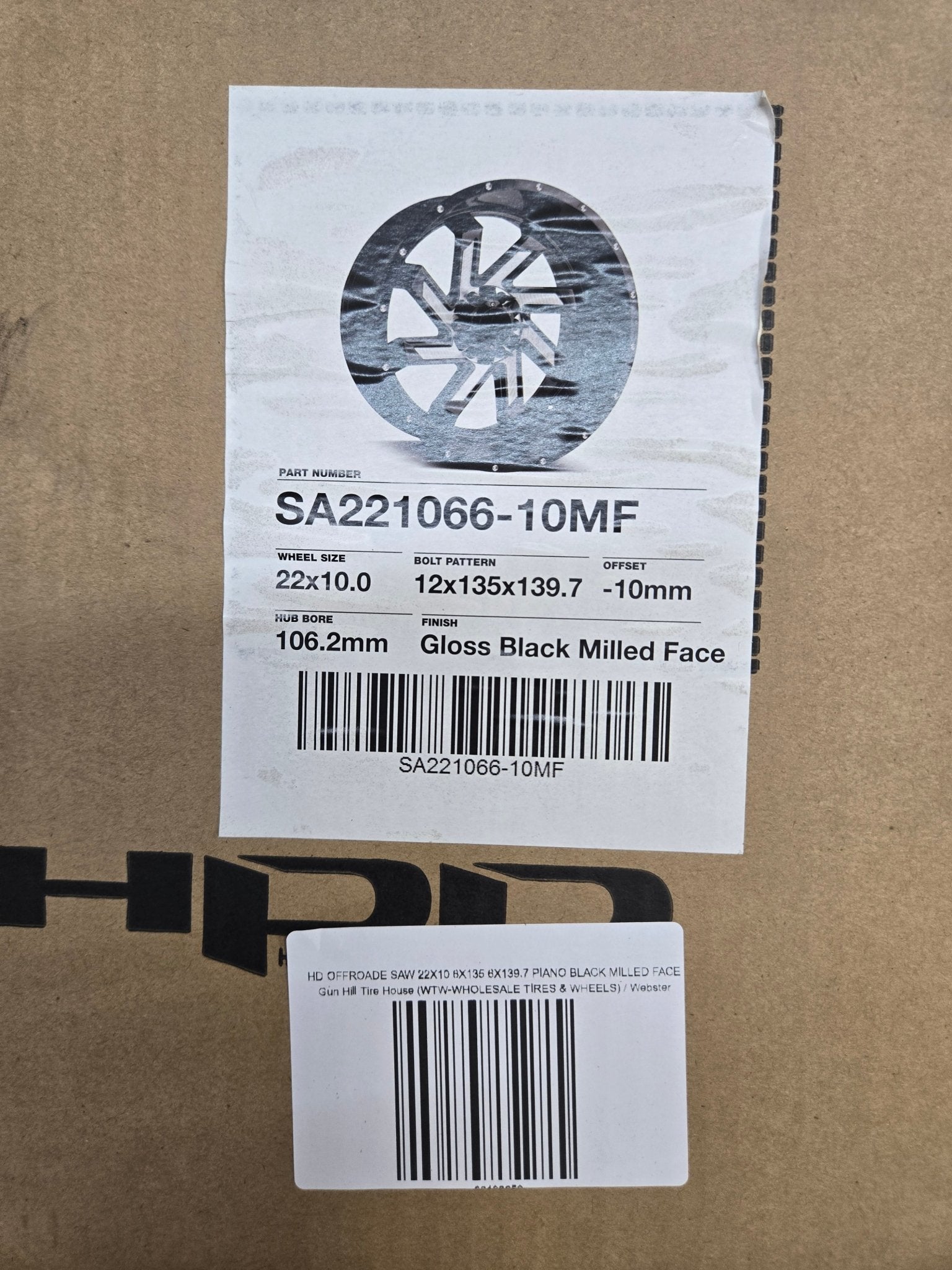 HD OFFROADE SAW 22X10 6X135 6X139.7 PIANO BLACK MILLED FACE - Gun Hill Tire House (WTW - WHOLESALE TIRES & WHEELS)