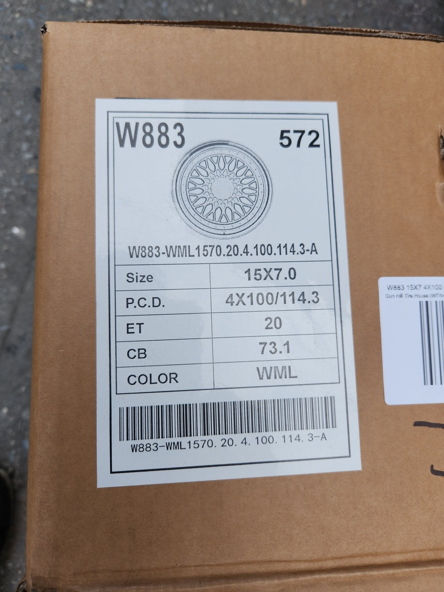 W883 15X7 4X100 4X114.3 WHITE MACHINED LIP - Gun Hill Tire House (WTW - WHOLESALE TIRES & WHEELS)