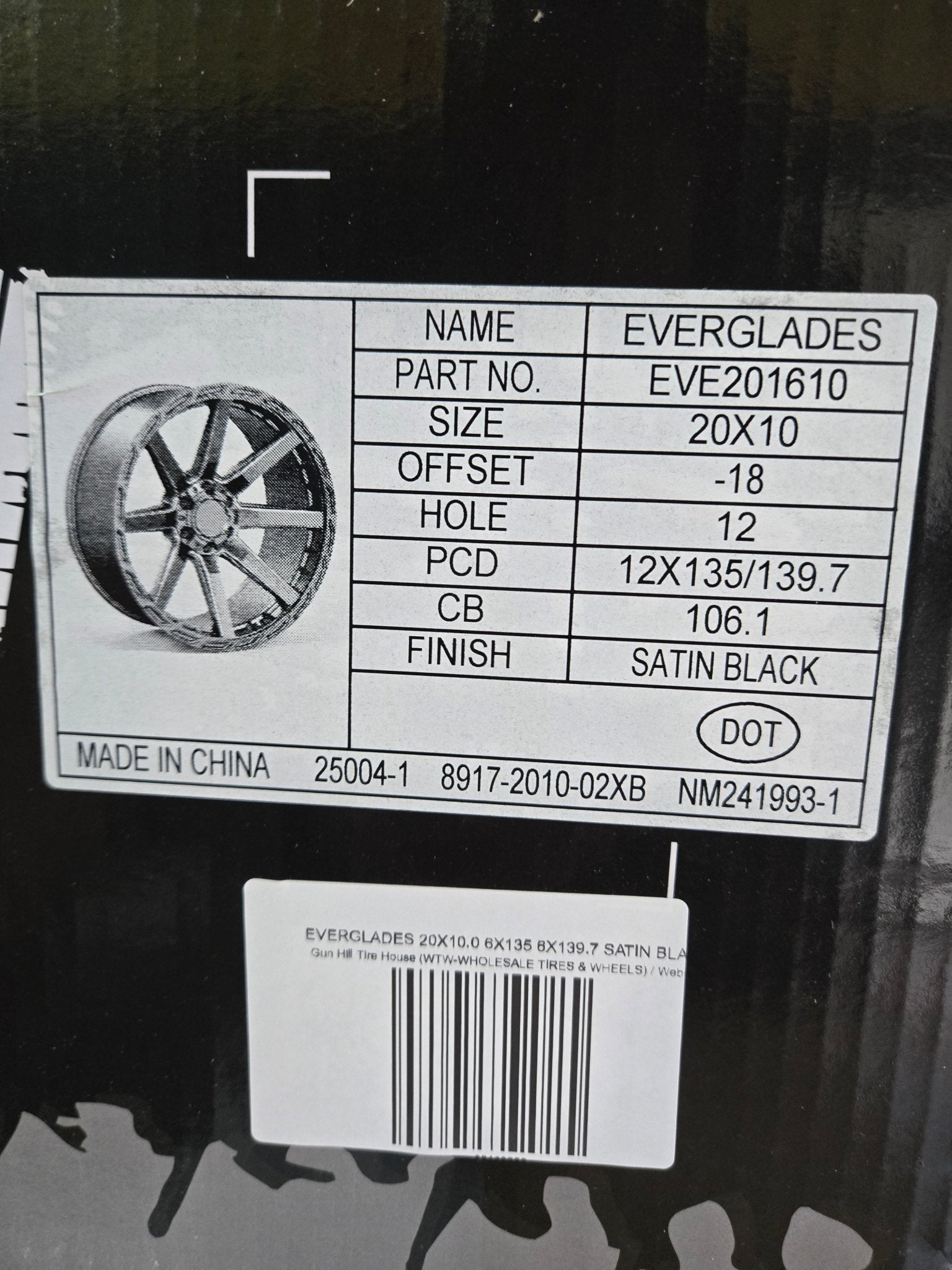 EVERGLADES 20X10.0 6X135 6X139.7 SATIN BLACK - Gun Hill Tire House (WTW - WHOLESALE TIRES & WHEELS)