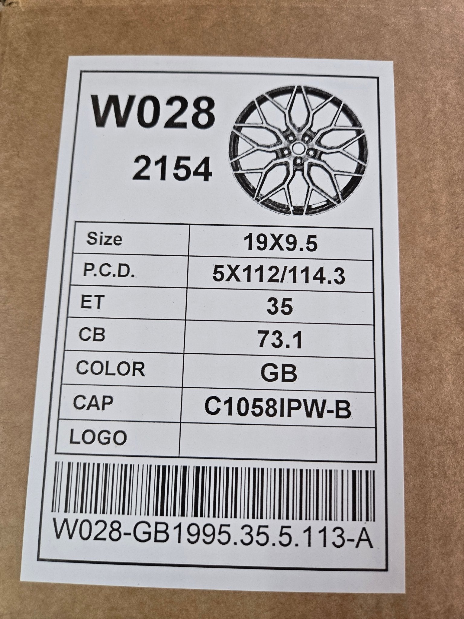 W028 19X9.5 5X112 5X114.3 GLOSS BLACK - Gun Hill Tire House (WTW - WHOLESALE TIRES & WHEELS)