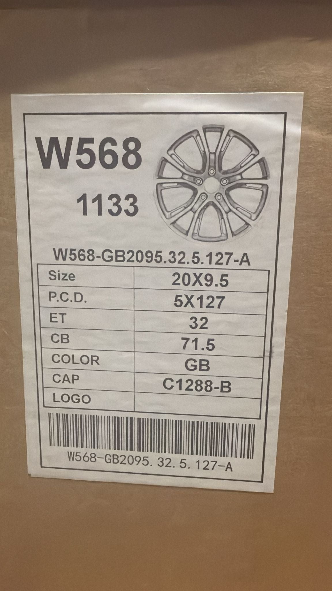 21919 - 40 W568 SPYDER MONKEY 20X9.5 5x127 GLOSS BLACK - Gun Hill Tire House (WTW - WHOLESALE TIRES & WHEELS)
