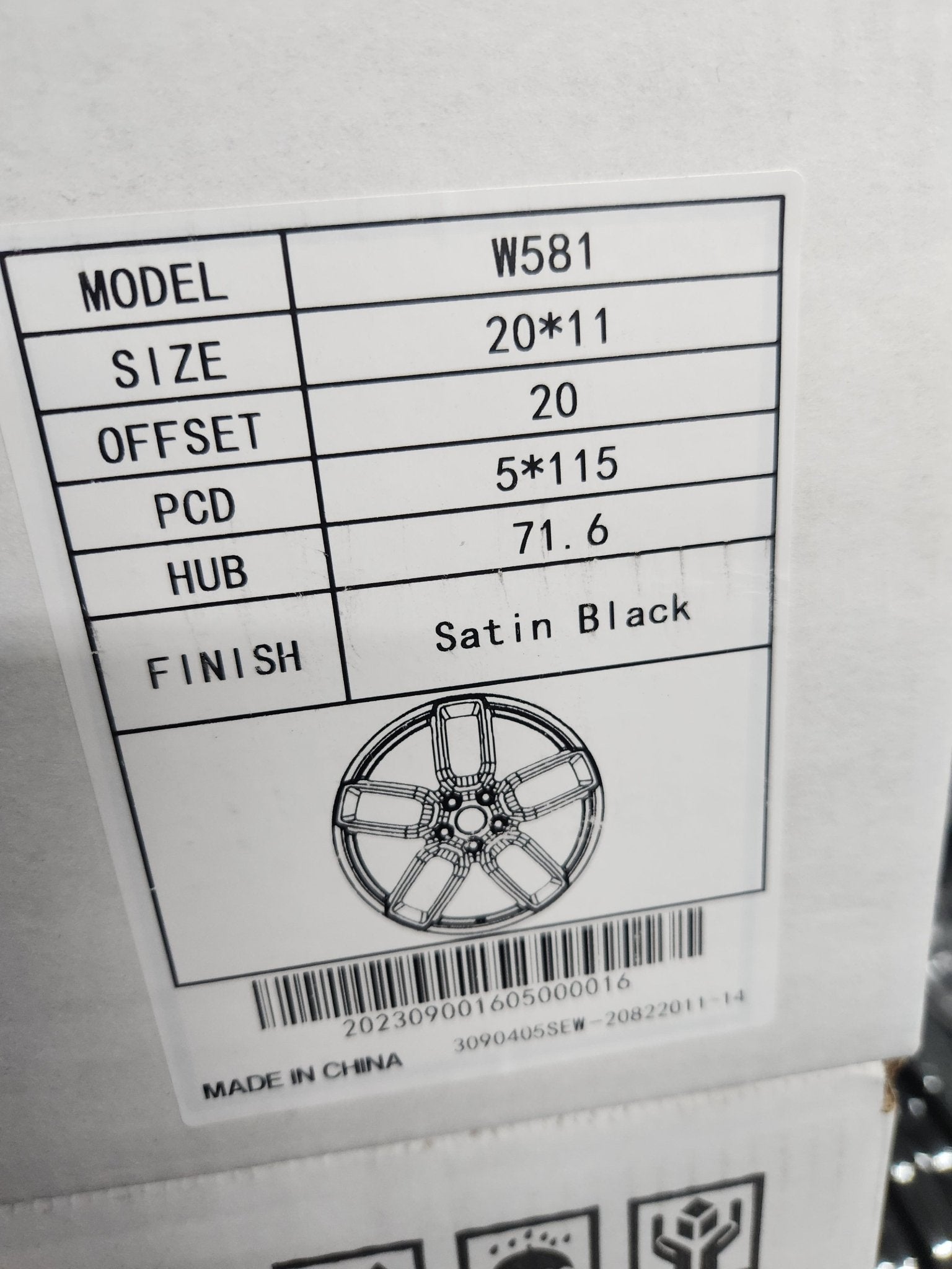 W581 20X11 5X115 SATIN BLAACK - Gun Hill Tire House (WTW - WHOLESALE TIRES & WHEELS)