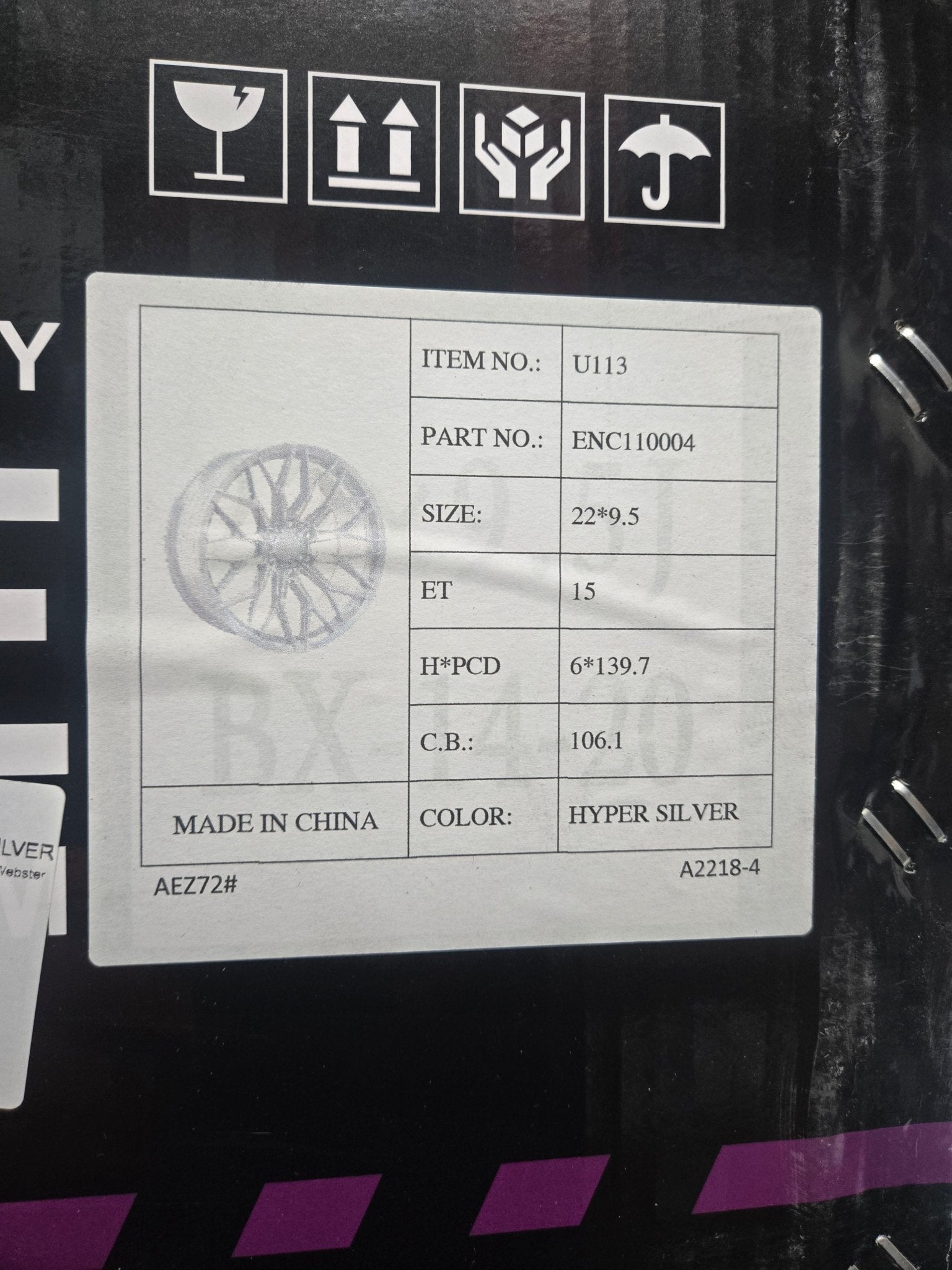 ENCORE U113 ENC110 22X9.5 6X139.7 HYPER SILVER - Gun Hill Tire House (WTW - WHOLESALE TIRES & WHEELS)