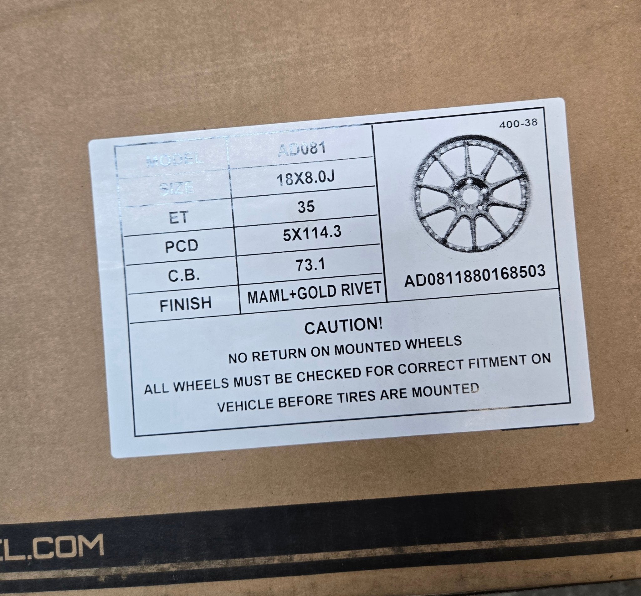 PEGASUS AD081 18X8 5X4.5 MAML+GOLD RIVET - Gun Hill Tire House (WTW - WHOLESALE TIRES & WHEELS)