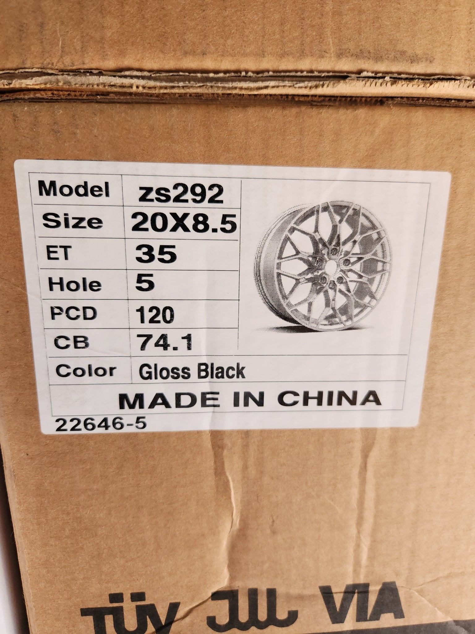 E - 0292 1000M STYLE 20x8.5 5x120 GLOSS BLACK - Gun Hill Tire House (WTW - WHOLESALE TIRES & WHEELS)