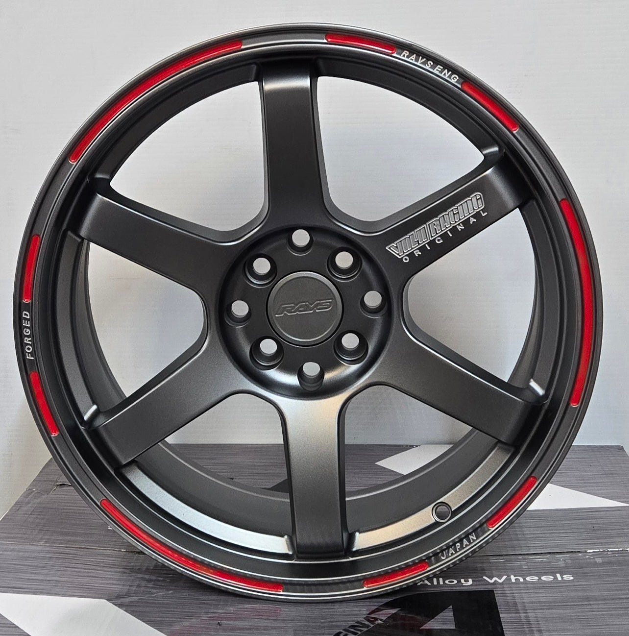 NS - 0231 TE37 ULTRA 17x7.5 4x100 / 4x114.3 MATTE ANTRHORCITE RED LINE LETTERING - Gun Hill Tire House (WTW - WHOLESALE TIRES & WHEELS)