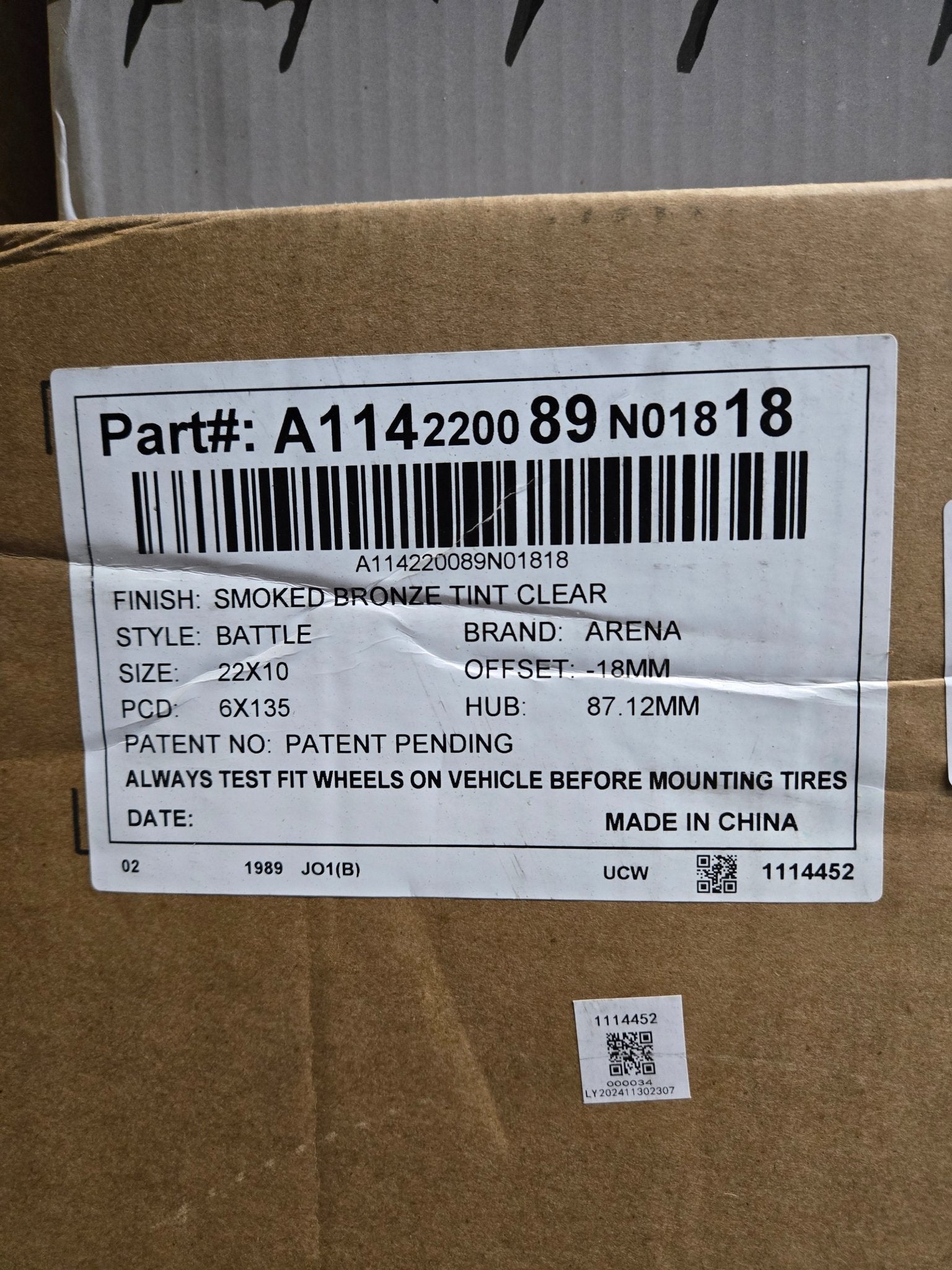 A114 ARENA BATTLE 22x10 6x135 SMOKED BRONZE TINT CLEAR - Gun Hill Tire House (WTW - WHOLESALE TIRES & WHEELS)