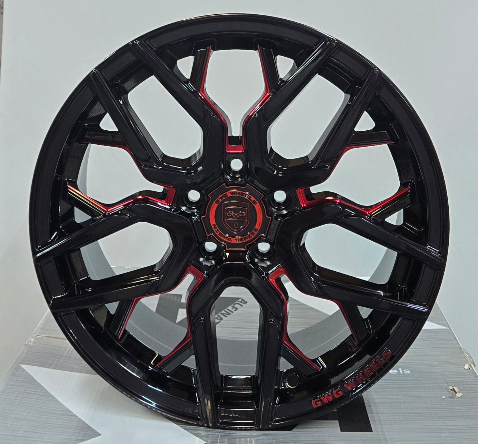 G44 18x8.0 5x114.3 GLOSS BLACK RED MILLED - Gun Hill Tire House (WTW - WHOLESALE TIRES & WHEELS)