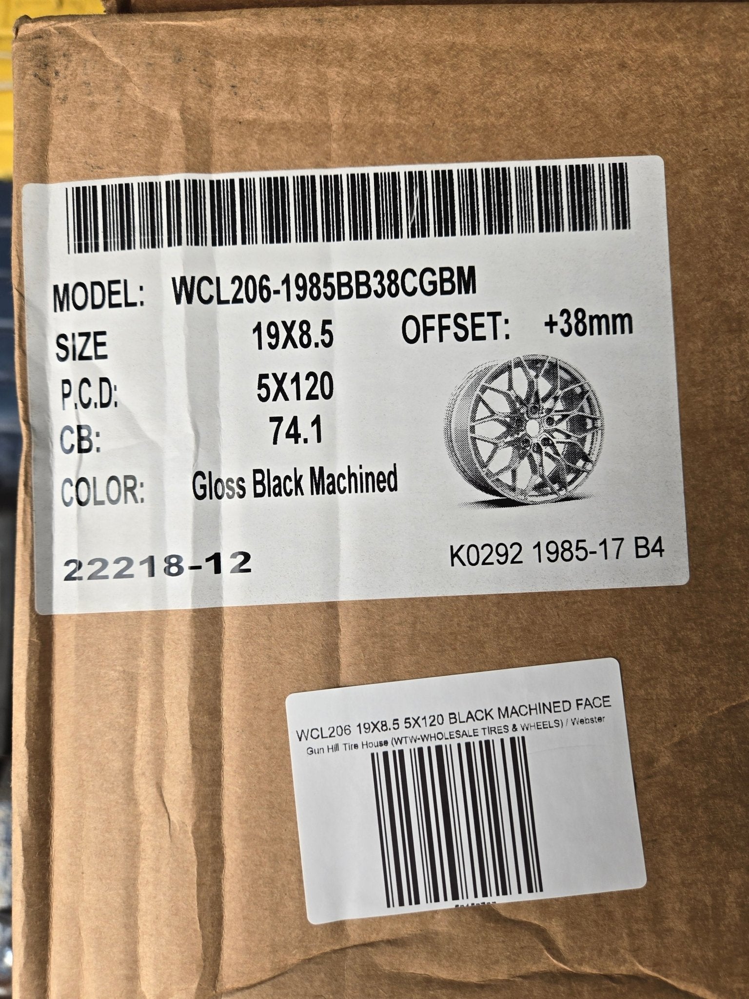 WCL206 19X8.5 5X120 BLACK MACHINED FACE - Gun Hill Tire House (WTW - WHOLESALE TIRES & WHEELS)