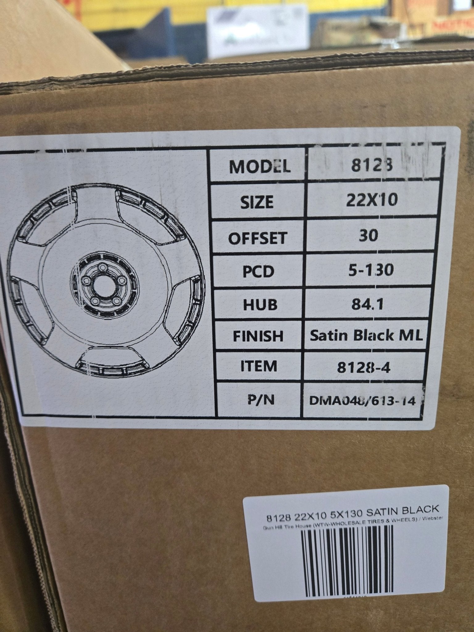 8128 22X10 5X130 SATIN BLACK - Gun Hill Tire House (WTW - WHOLESALE TIRES & WHEELS)