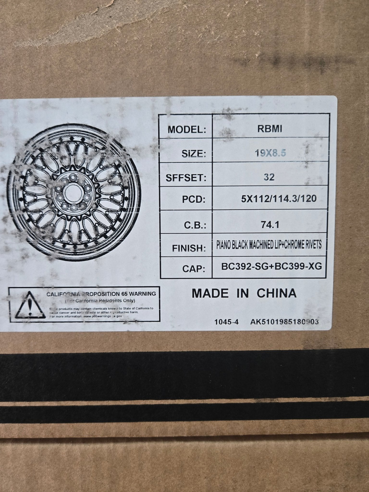 RBM1 19X8.5 5X114.3 GLOSS BLACK MACHINED LIP - Gun Hill Tire House (WTW - WHOLESALE TIRES & WHEELS)