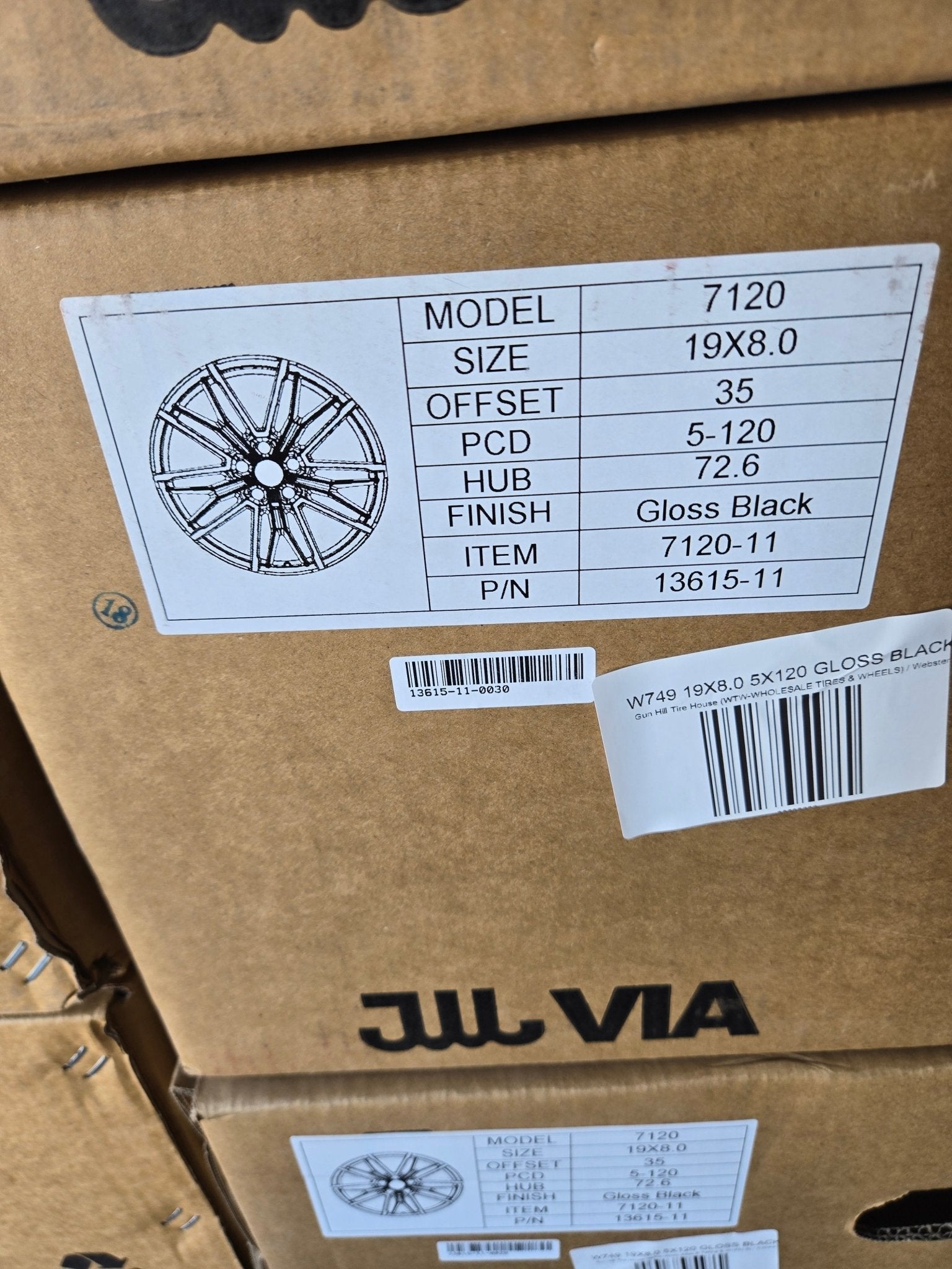 W749 19X8.0 5X120 GLOSS BLACK - Gun Hill Tire House (WTW - WHOLESALE TIRES & WHEELS)